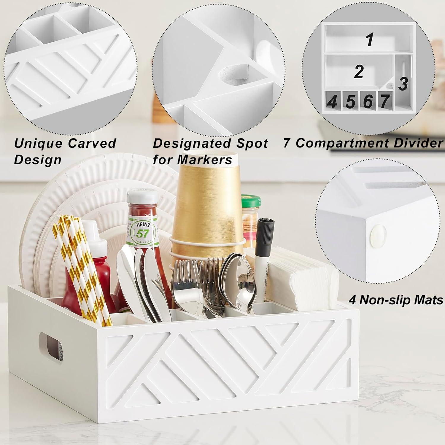 Caddy de Utensilios VIVIRBIEN de Madera con 7 Compartimentos