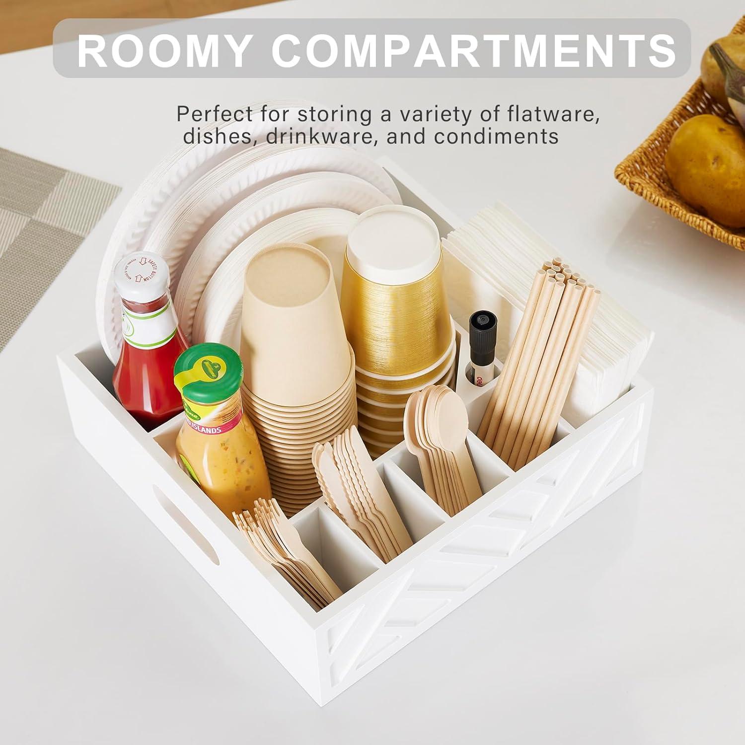 Caddy de Utensilios VIVIRBIEN de Madera con 7 Compartimentos