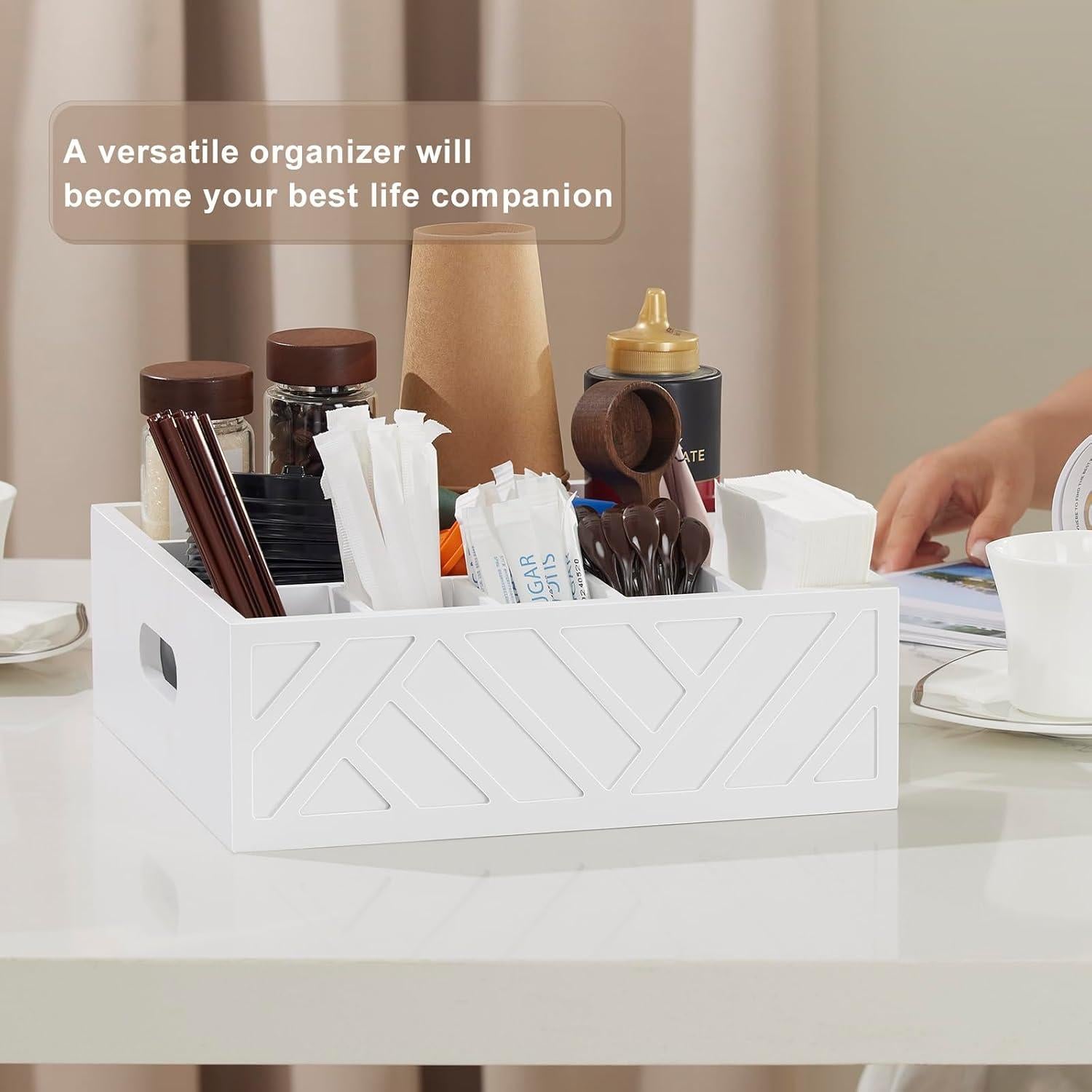 Caddy de Utensilios VIVIRBIEN de Madera con 7 Compartimentos