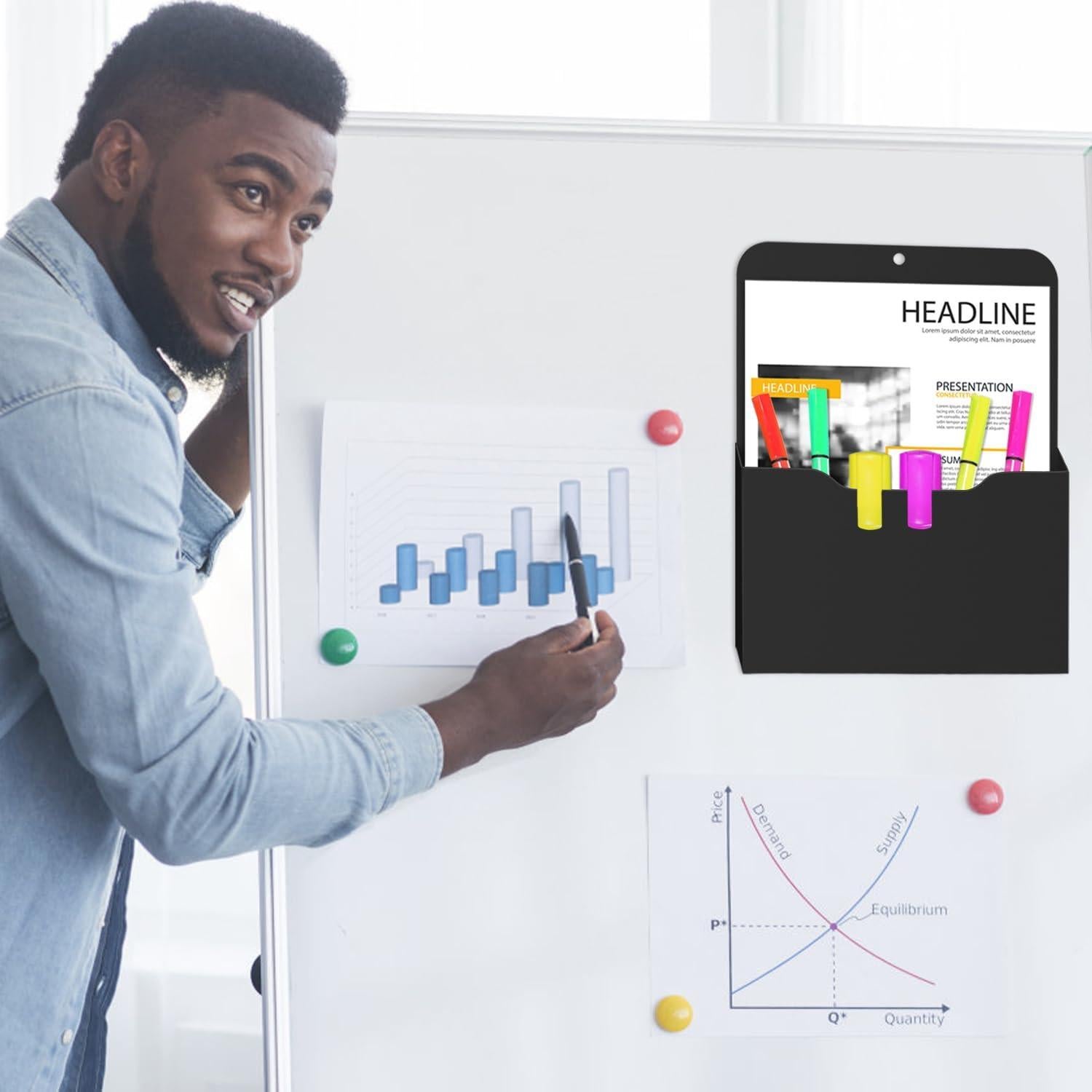 Soporte Magnético MoKo A4 para Archivos y Papelería - 2 Piezas Negro