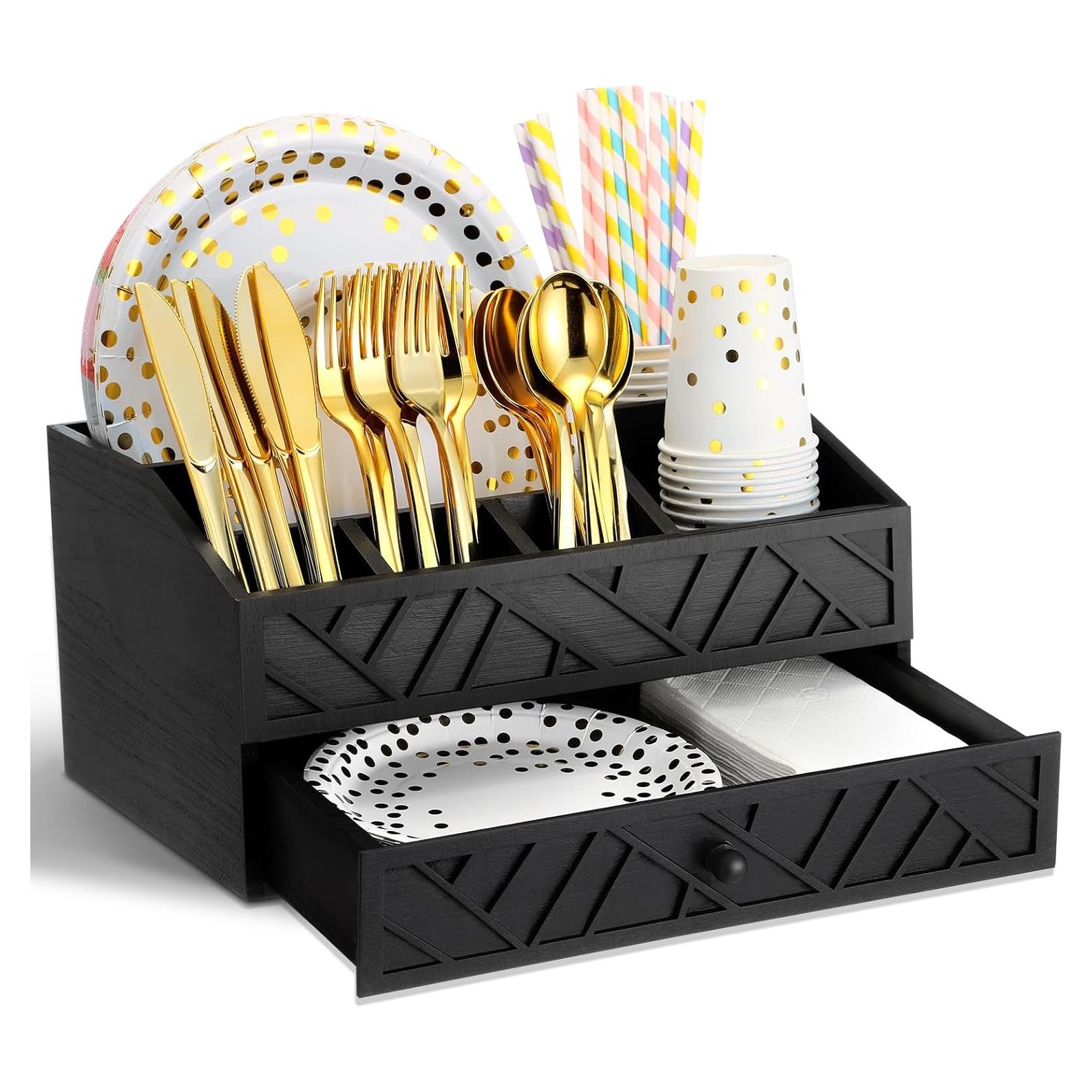 Dispensador de Platos de Papel Marsui, Organizador de Madera 34x26.6 cm