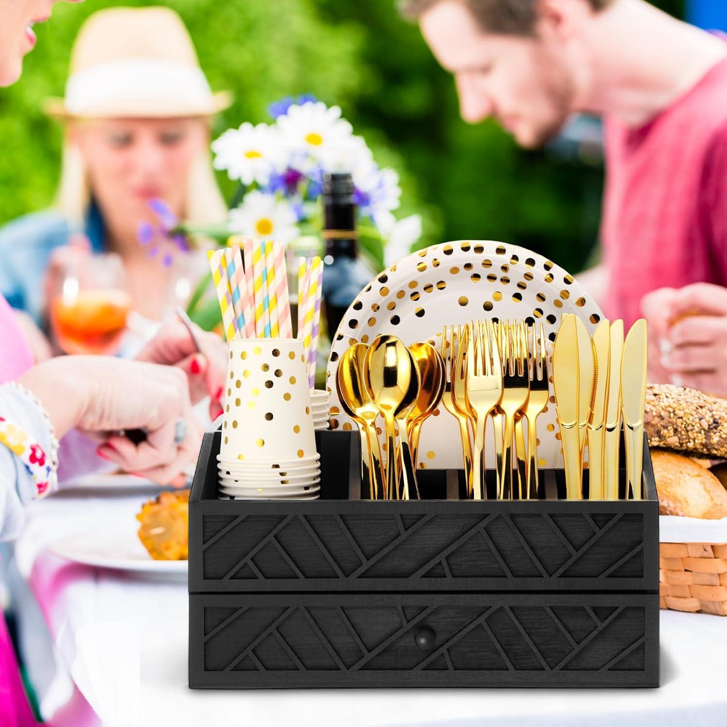 Dispensador de Platos de Papel Marsui, Organizador de Madera 34x26.6 cm