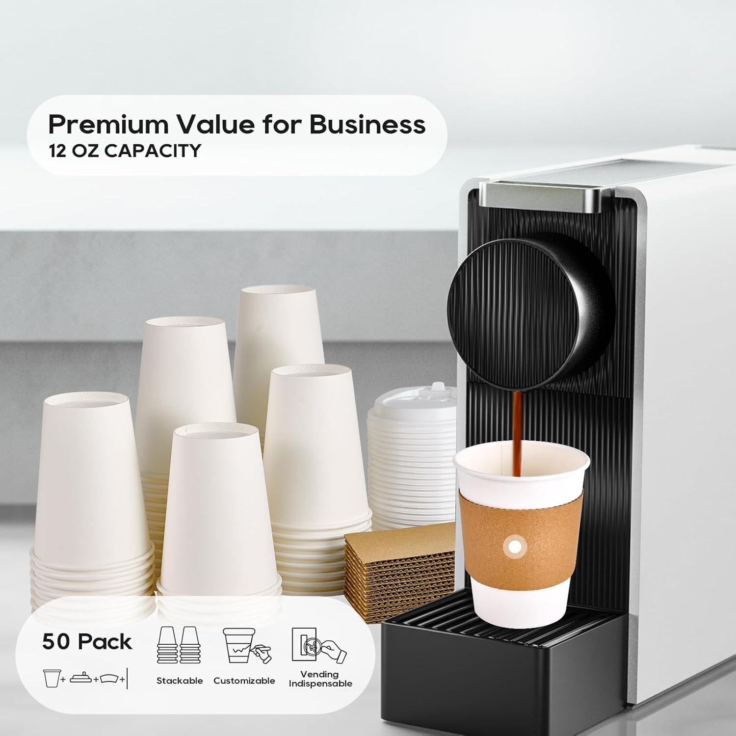 Tazas de Papel Desechables FIESTA JOLLY 12 oz - Paquete de 50