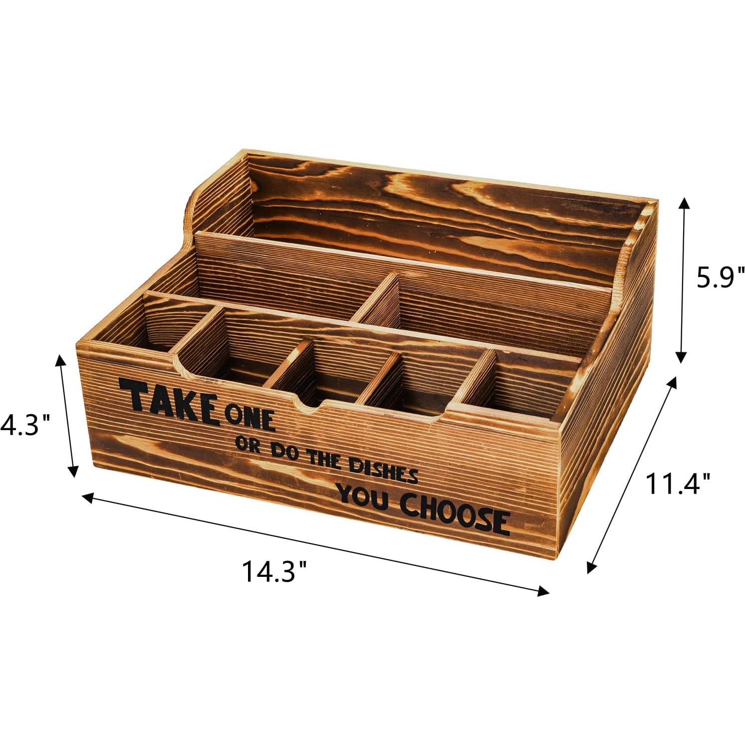 Organizador de Platos de Papel Frcctre, 8 Compartimentos, Madera Rústica