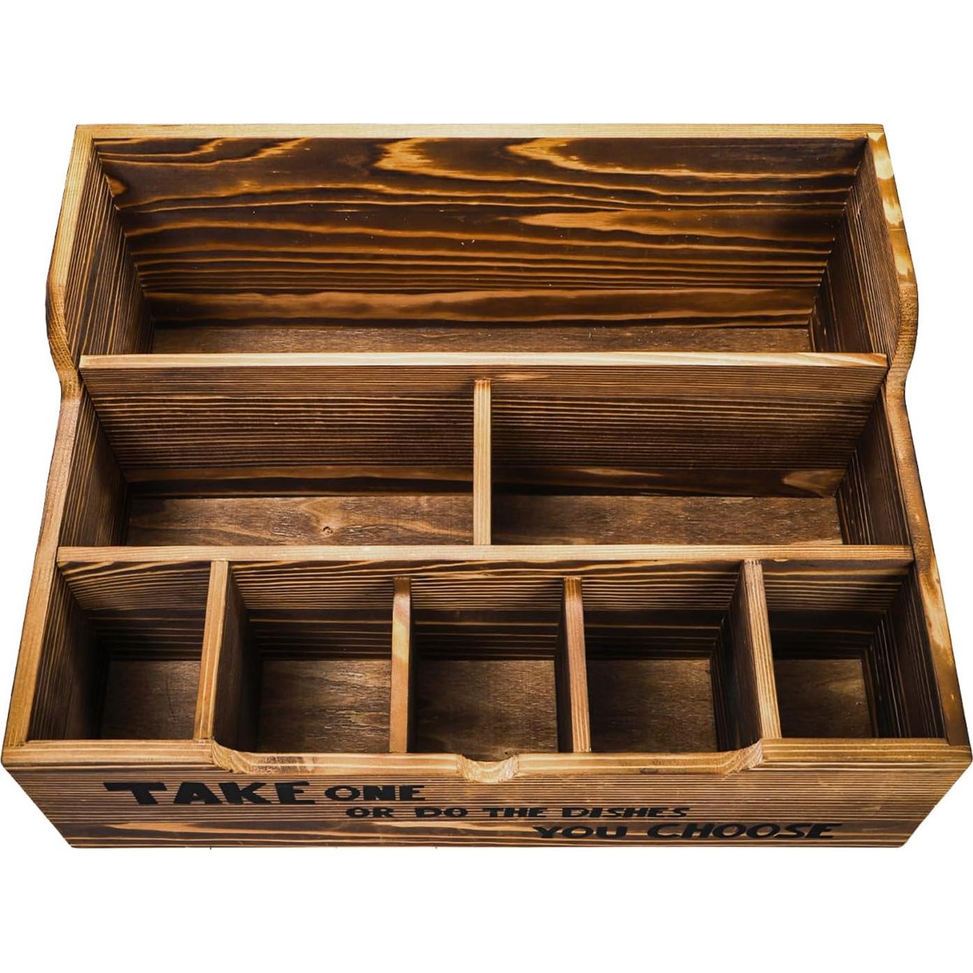 Organizador de Platos de Papel Frcctre, 8 Compartimentos, Madera Rústica