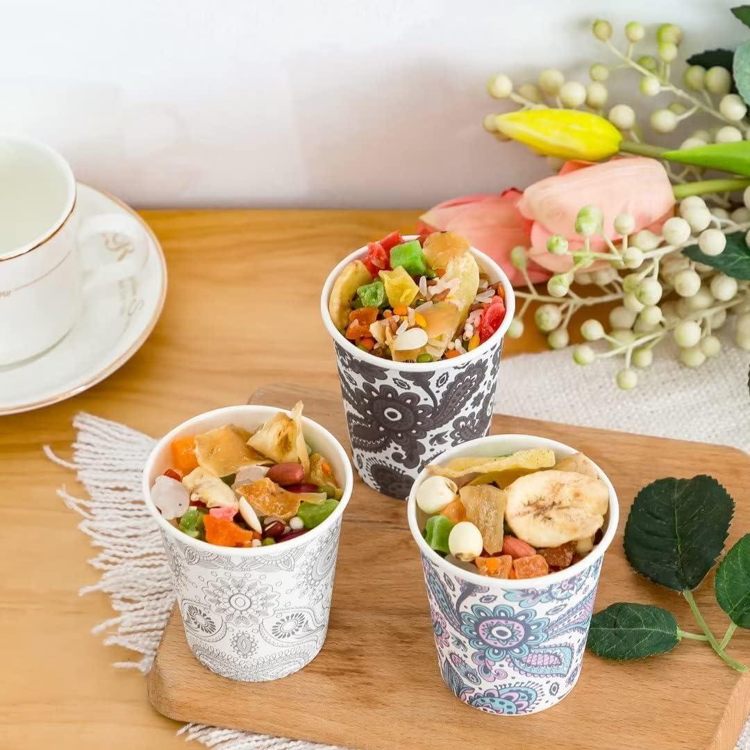 300 Tazas de Papel Desechables 5 oz Clawsoff Floral Grises