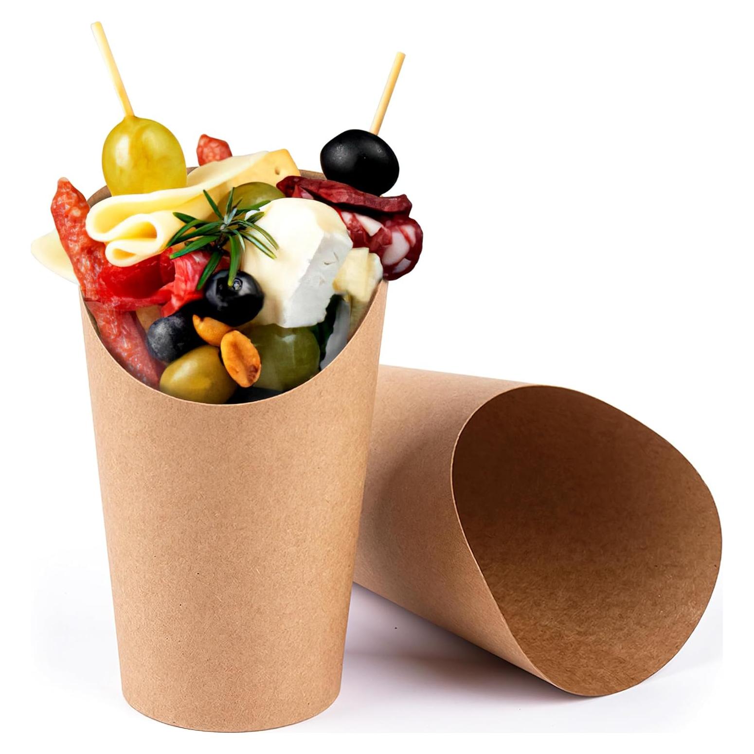 MOLFUJ 50 Tazas de Papel Kraft Desechables 16 oz para Snacks