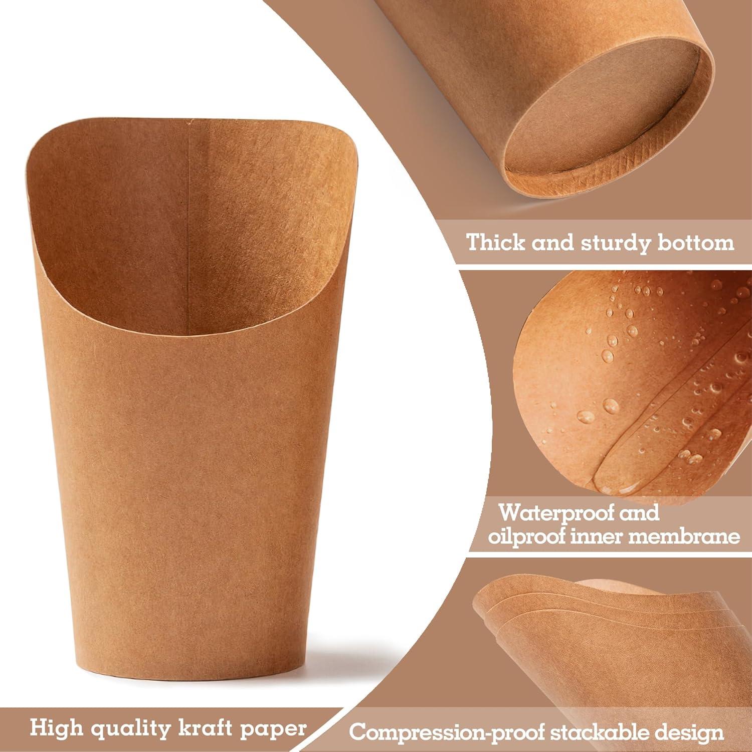 MOLFUJ 50 Tazas de Papel Kraft Desechables 16 oz para Snacks