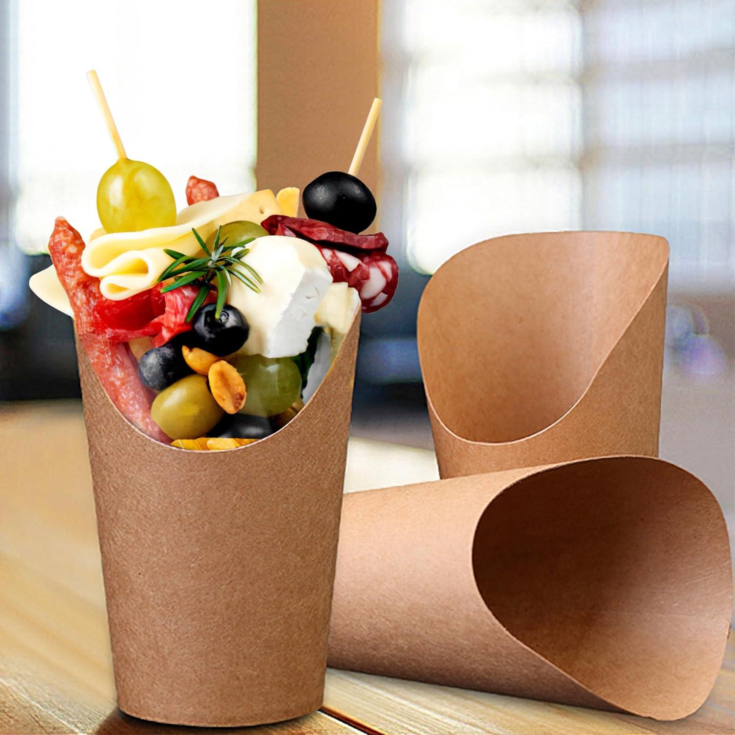 MOLFUJ 50 Tazas de Papel Kraft Desechables 16 oz para Snacks