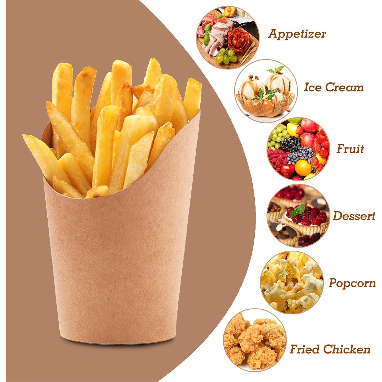 MOLFUJ 50 Tazas de Papel Kraft Desechables 16 oz para Snacks