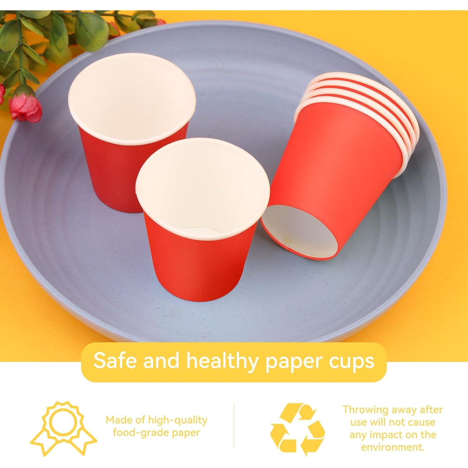 Paquete de 100 vasos de papel desechables rojos 3 oz Prgery