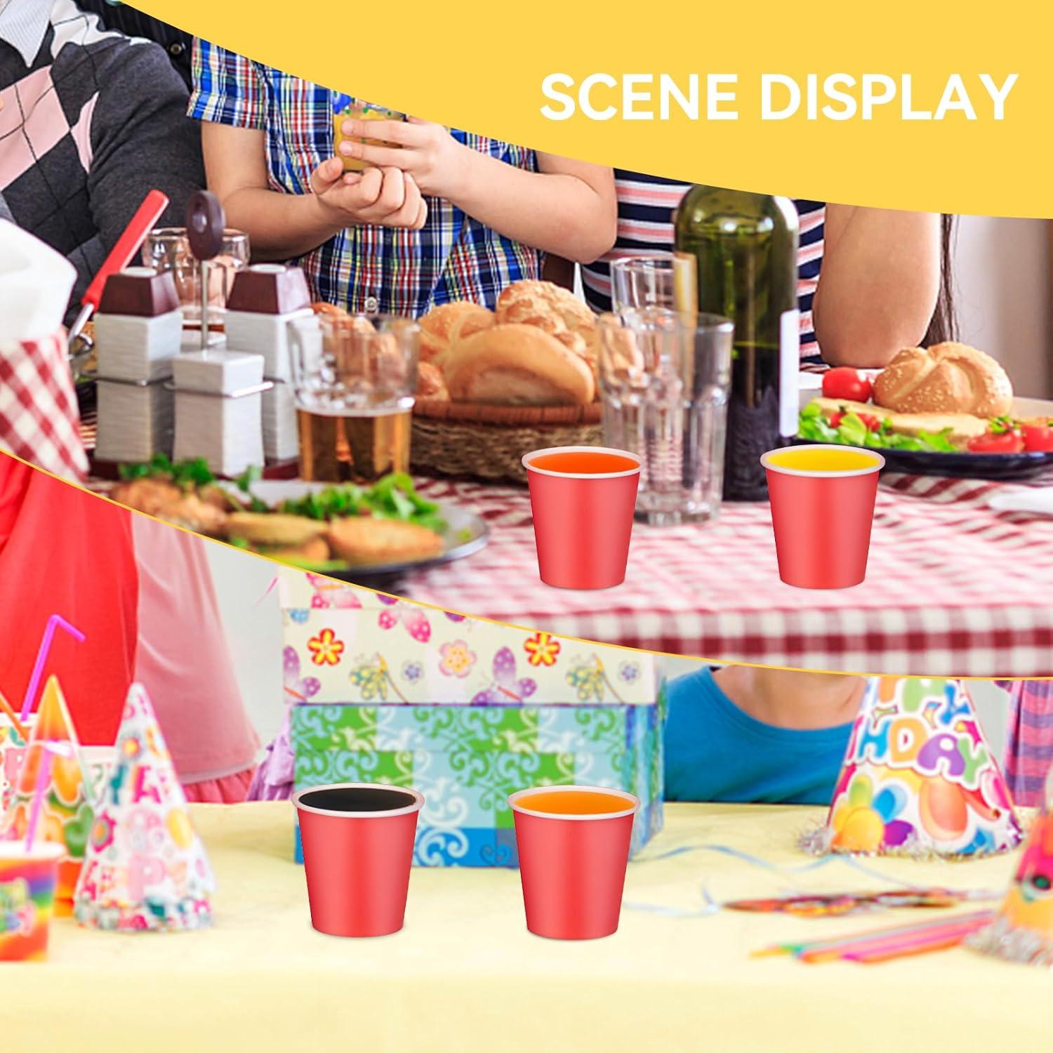 Paquete de 100 vasos de papel desechables rojos 3 oz Prgery