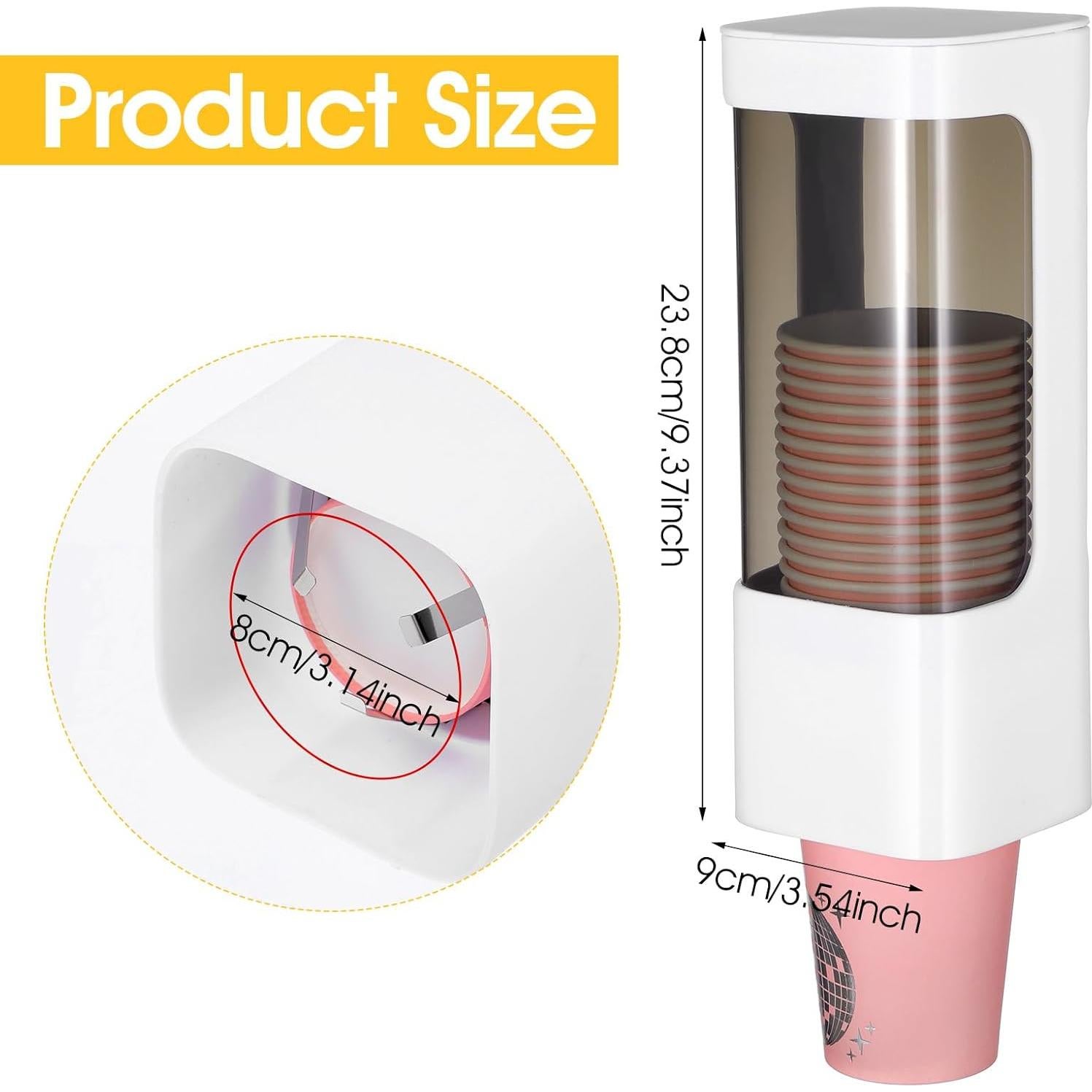 Dispensador de Vasos Molain 3PCS Blanco para Pared 24x9x9cm