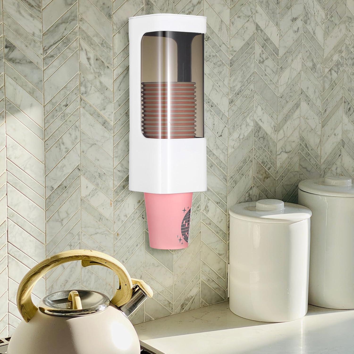 Dispensador de Vasos Molain 3PCS Blanco para Pared 24x9x9cm