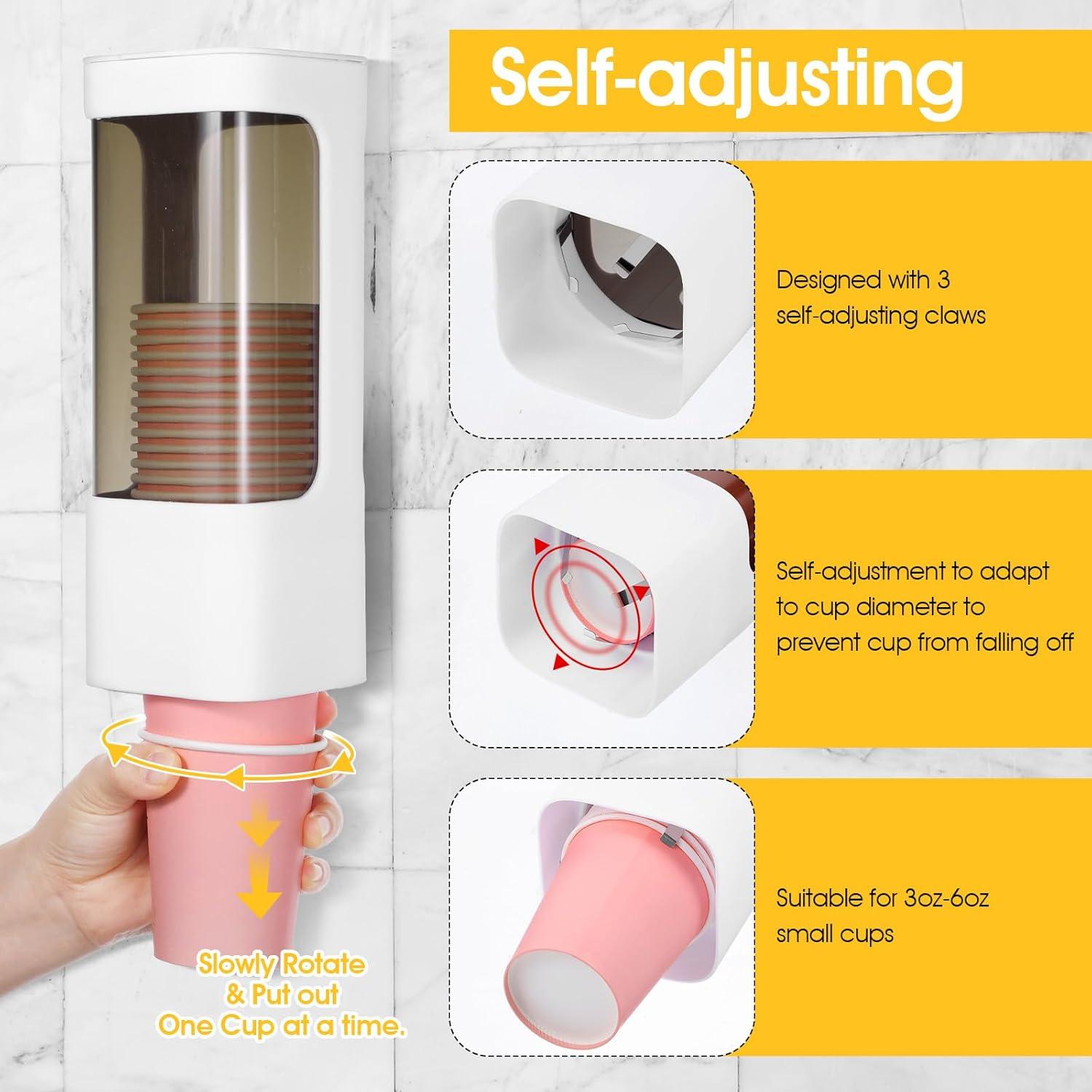 Dispensador de Vasos Molain 3PCS Blanco para Pared 24x9x9cm