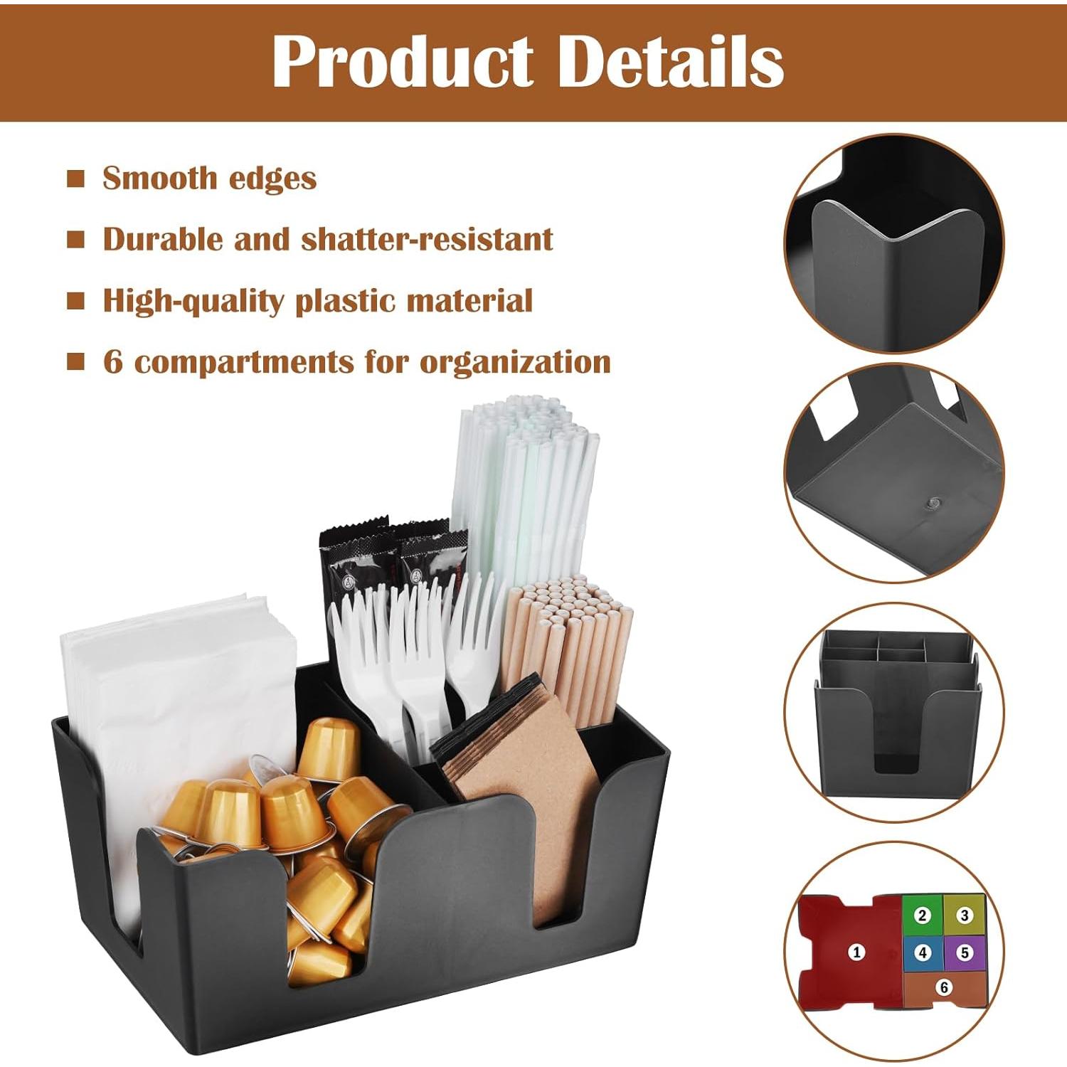 Organizador de Vasos de Plástico MYITYARD 6 Compartimentos Negro