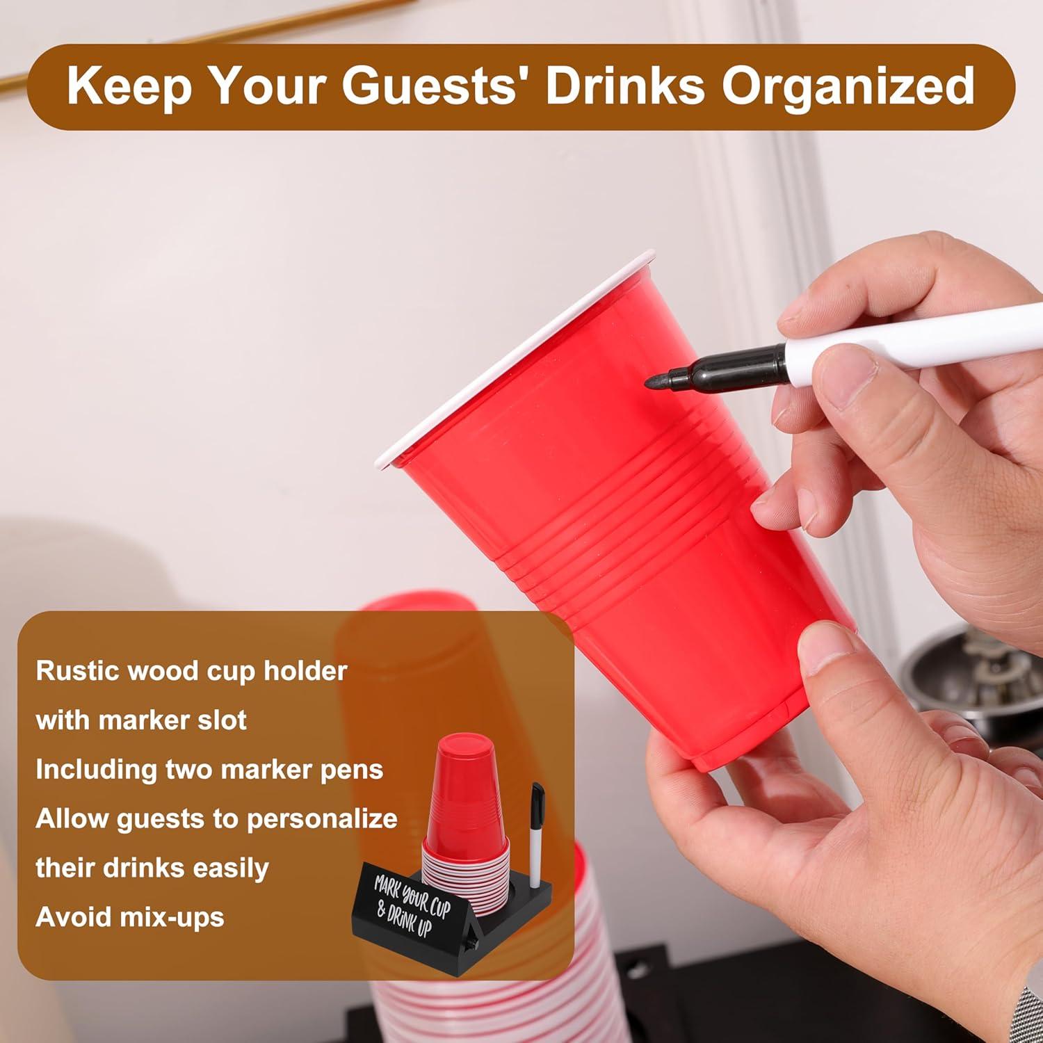 Soporte de Tazas Desechables LETUBUYU de Madera Negra 17.95x13.97cm