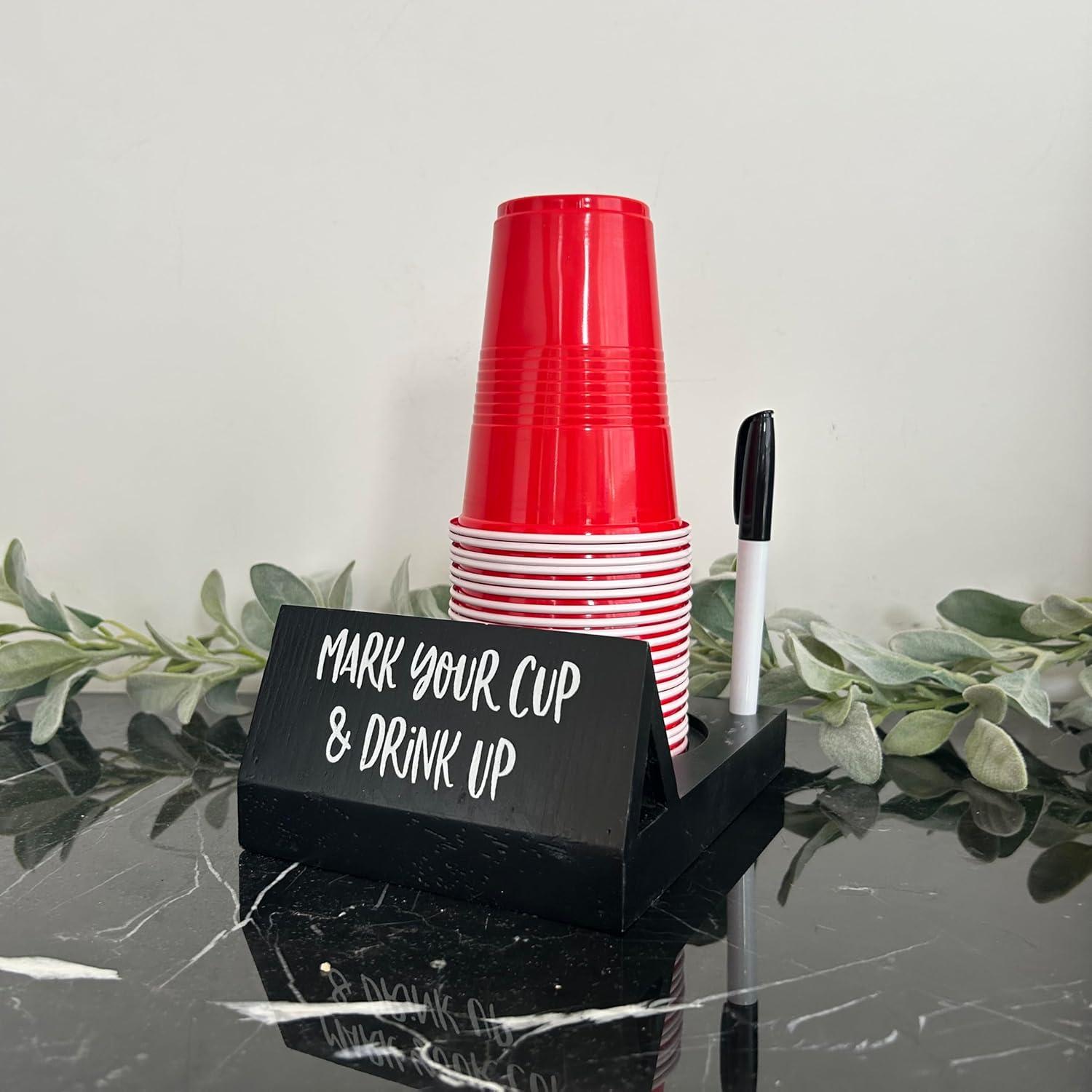 Soporte de Tazas Desechables LETUBUYU de Madera Negra 17.95x13.97cm