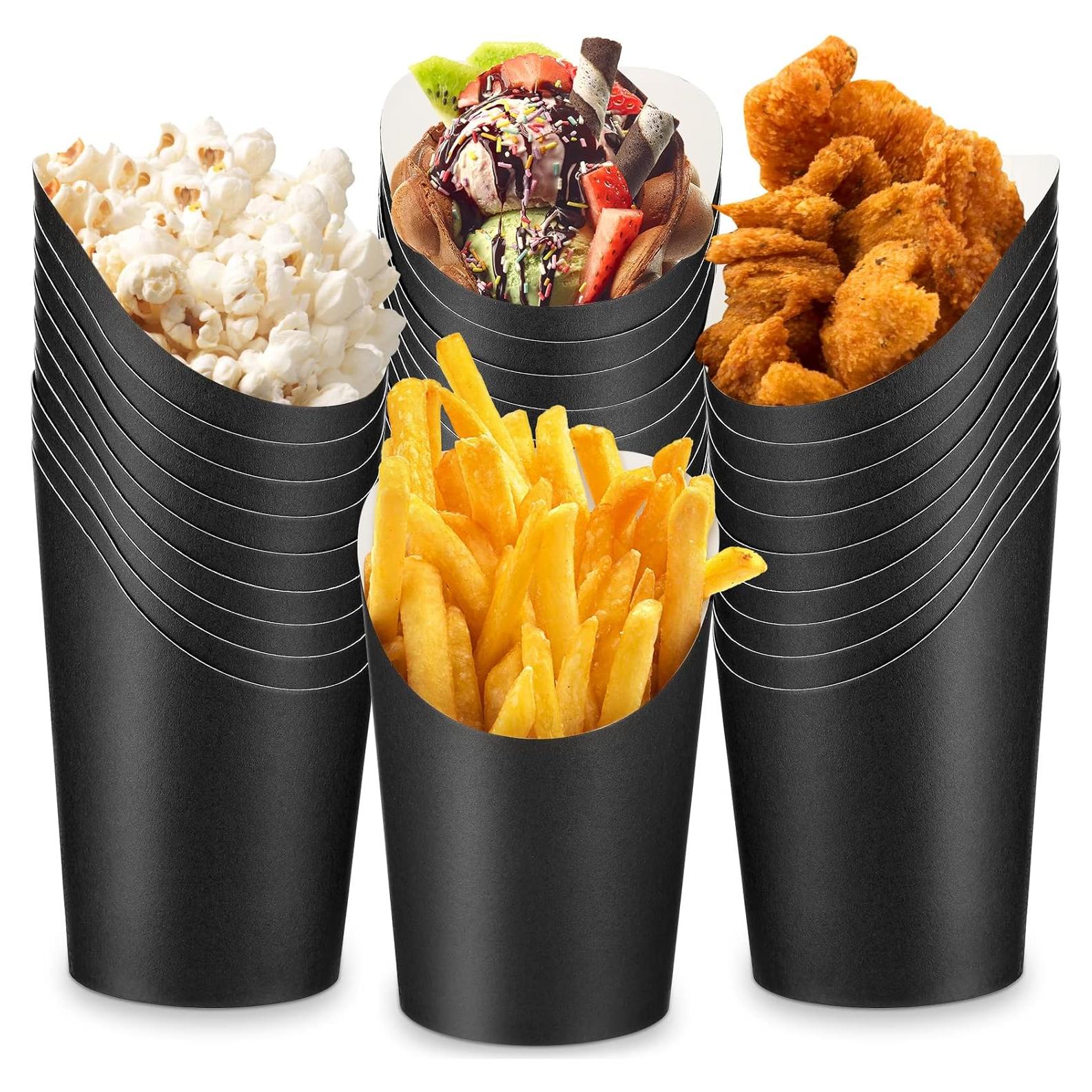 200 Tazas de Papel Desechables Potchen 14 oz Negros y Blancos