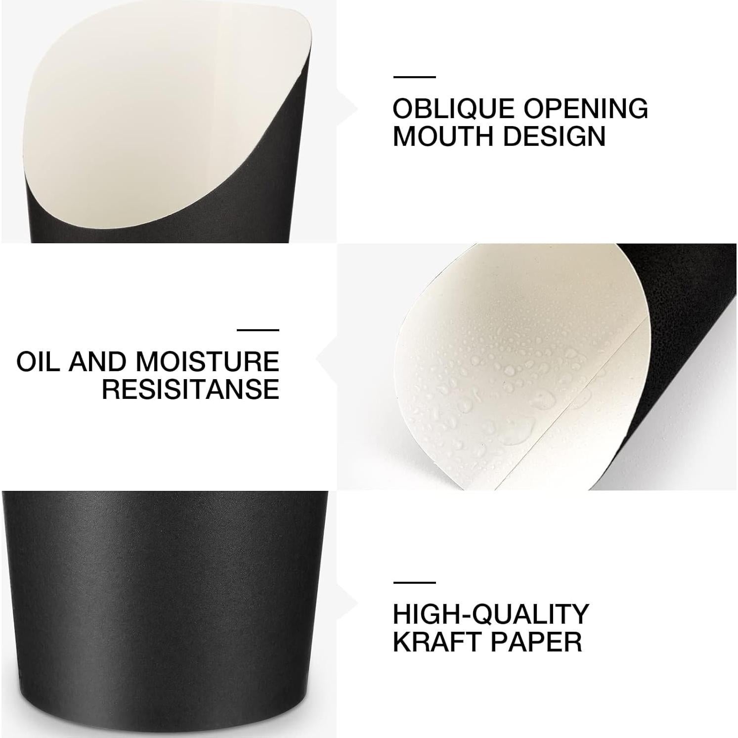 200 Tazas de Papel Desechables Potchen 14 oz Negros y Blancos