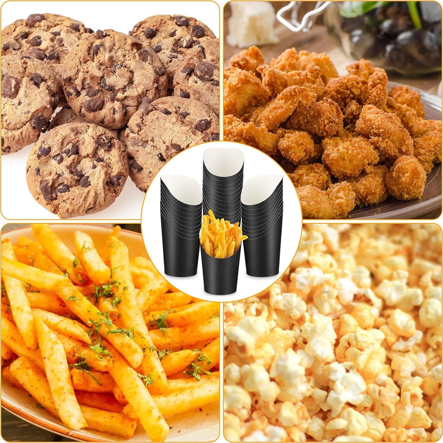 200 Tazas de Papel Desechables Potchen 14 oz Negros y Blancos