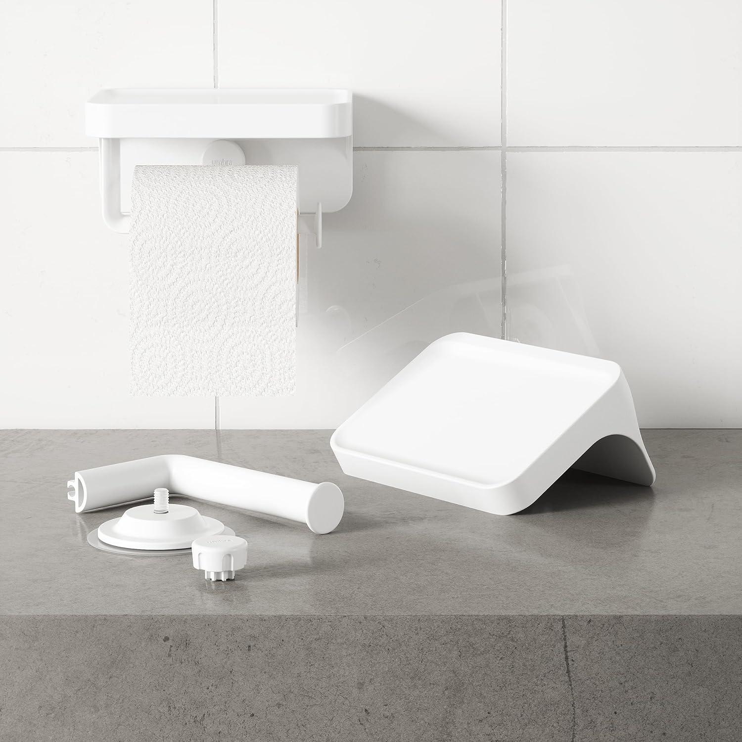 Soporte y Estante Adhesivo para Papel Higiénico Umbra Flex Blanco