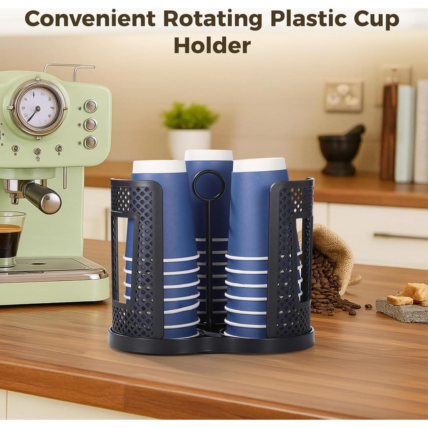 Dispensador de Tazas TIMCORR Negro 3 Compartimentos 22.4cm