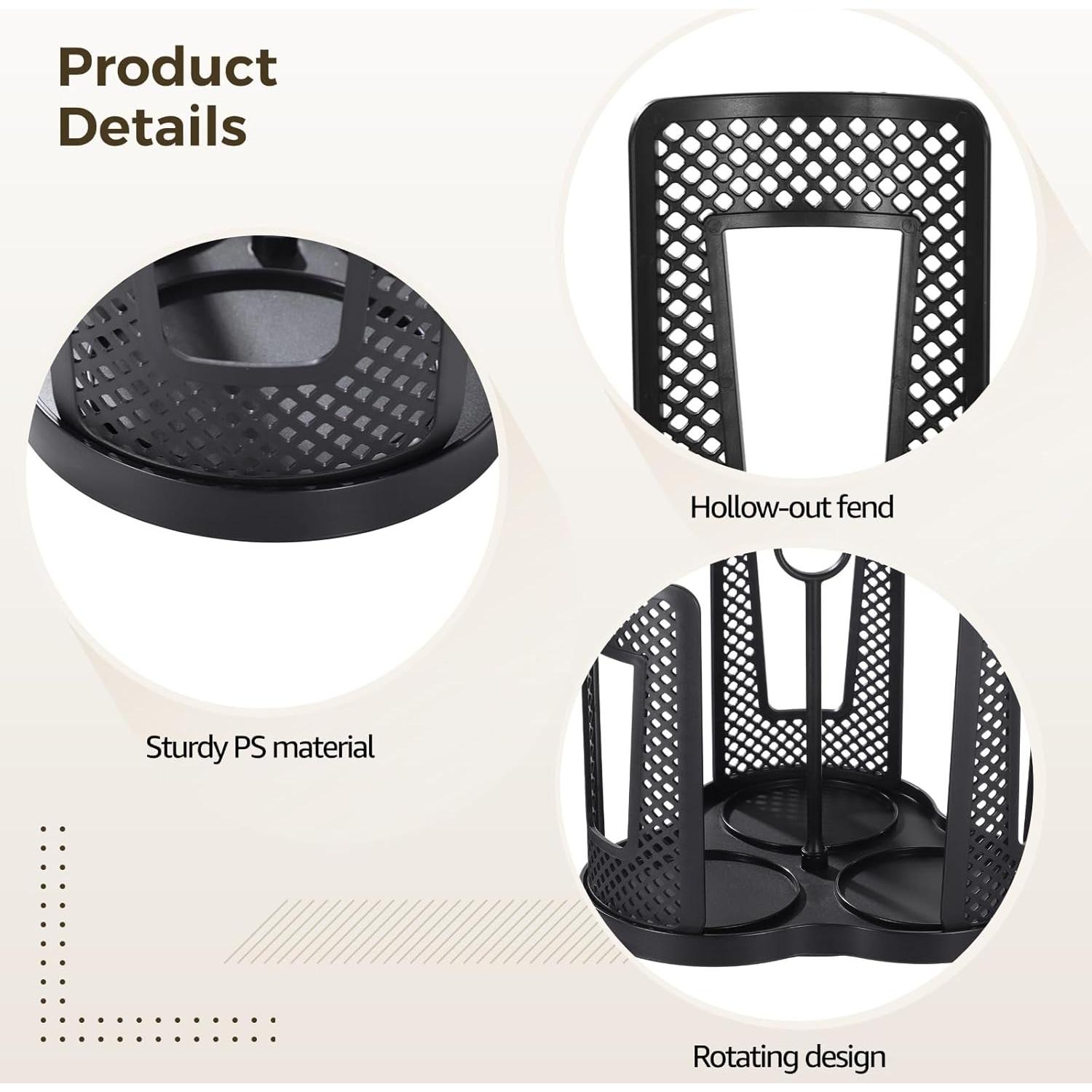 Dispensador de Tazas TIMCORR Negro 3 Compartimentos 22.4cm