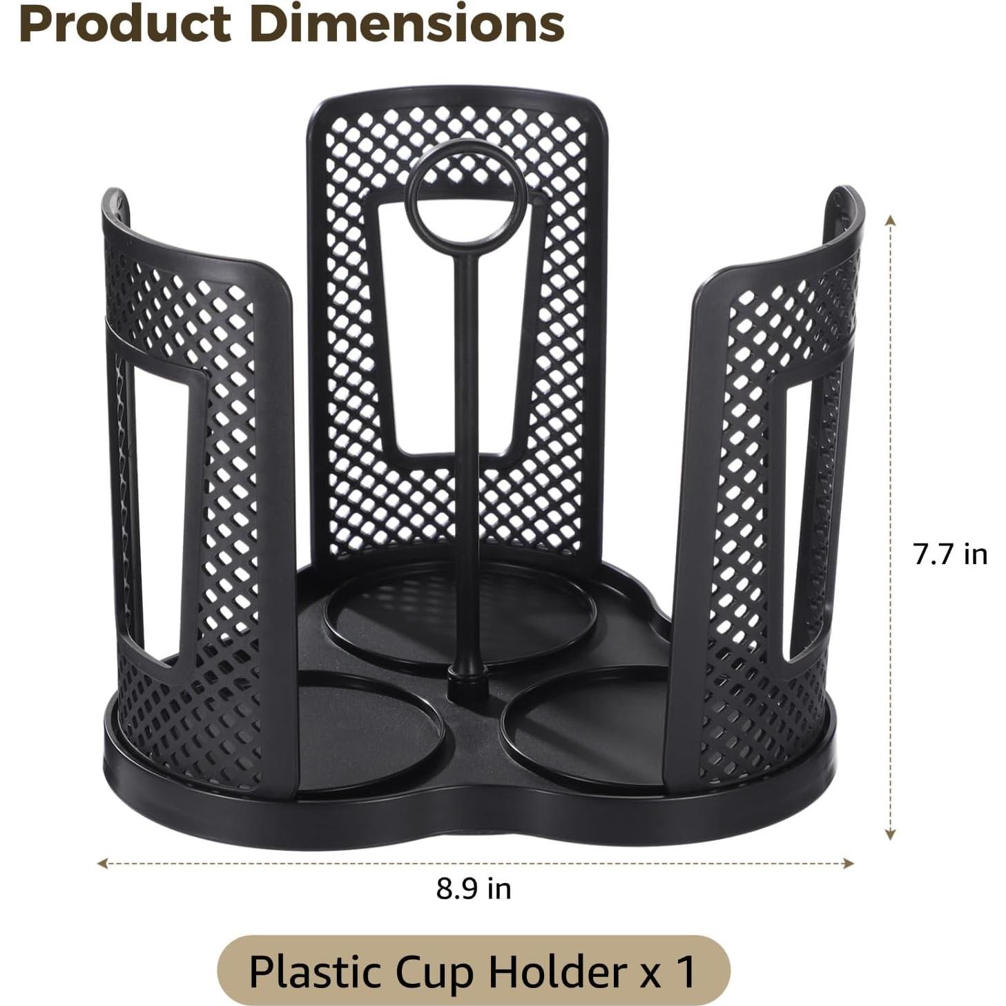 Dispensador de Tazas TIMCORR Negro 3 Compartimentos 22.4cm