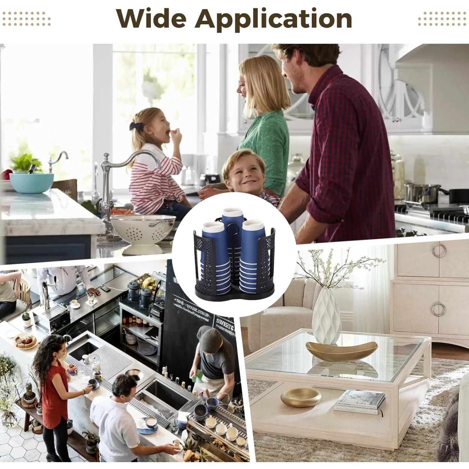 Dispensador de Tazas TIMCORR Negro 3 Compartimentos 22.4cm