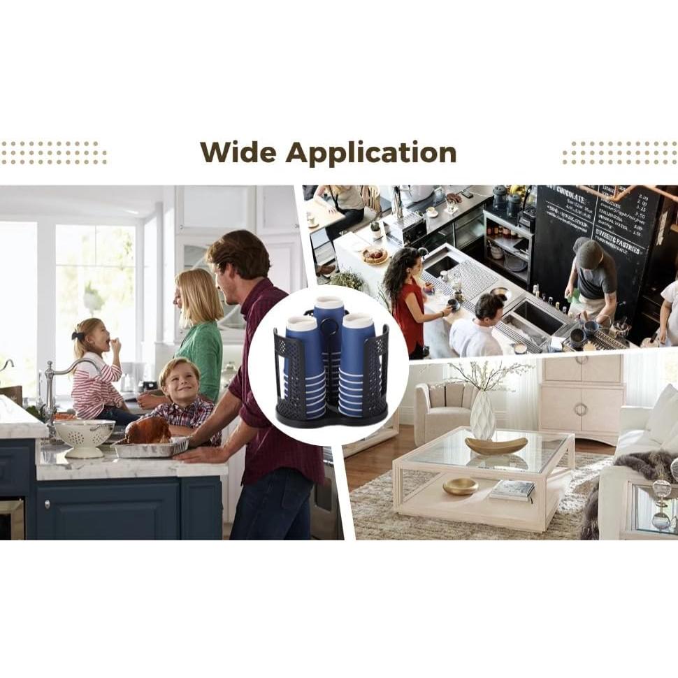 Dispensador de Tazas TIMCORR Negro 3 Compartimentos 22.4cm