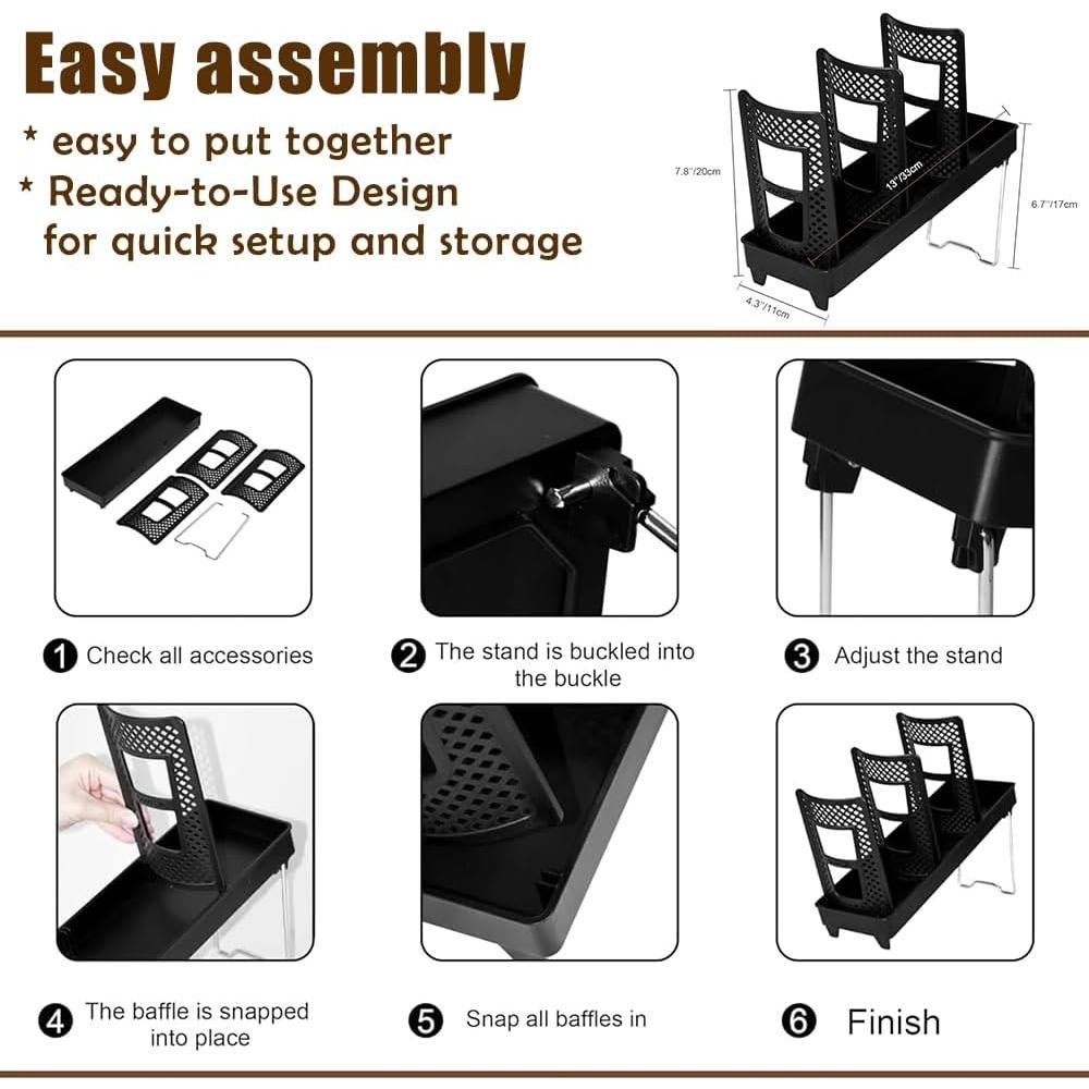 Soporte Organizador de Tazas Kruysozz - Negro, 6 Compartimentos