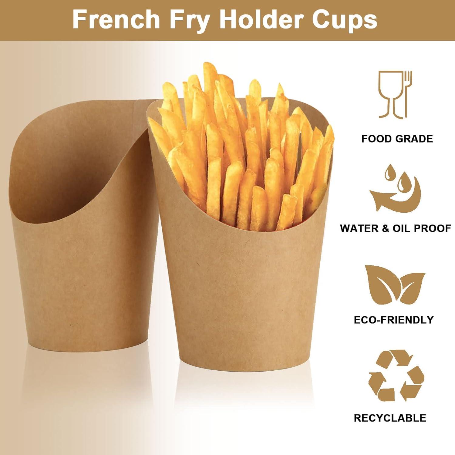 100 Soportes para Papas Fritas WOPPLXY 12oz Papel Kraft Reciclable