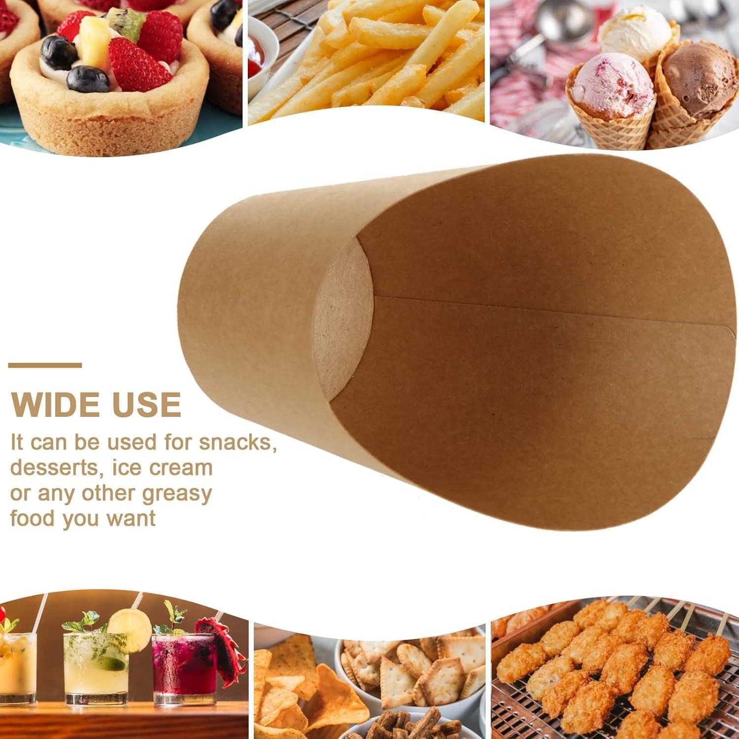100 Soportes para Papas Fritas WOPPLXY 12oz Papel Kraft Reciclable
