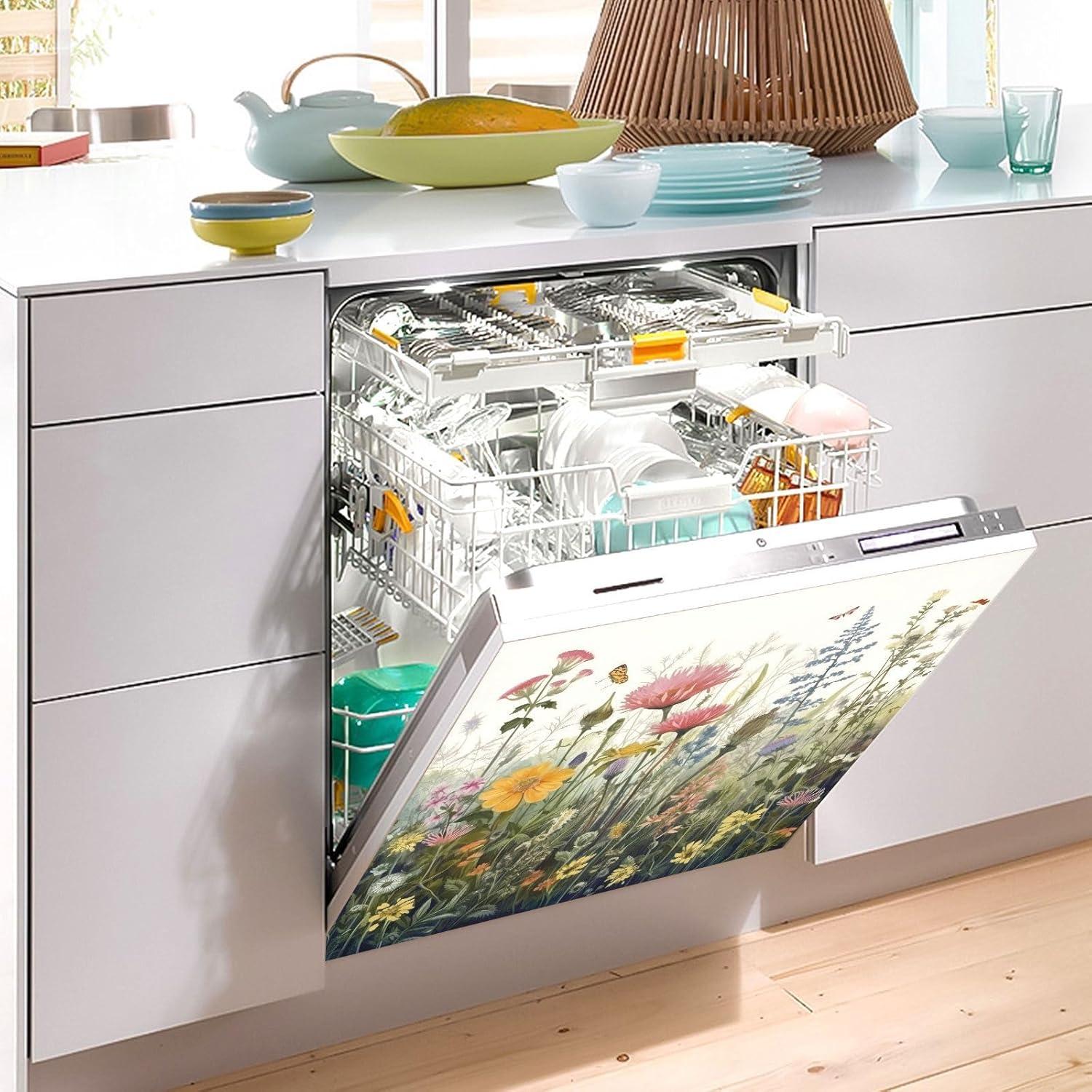 Cubierta Magnética Decorativa para Lavavajillas GUIJI Flores 58.4x66 cm