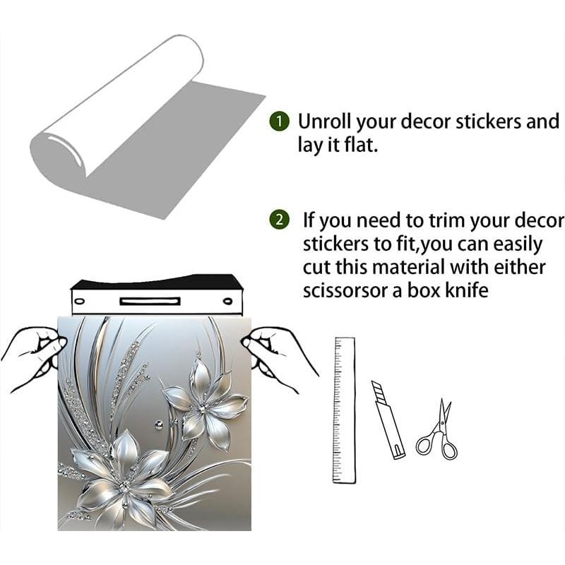 Cubierta Magnética de Lavavajillas BlissYard Floral Plateada 65x58cm