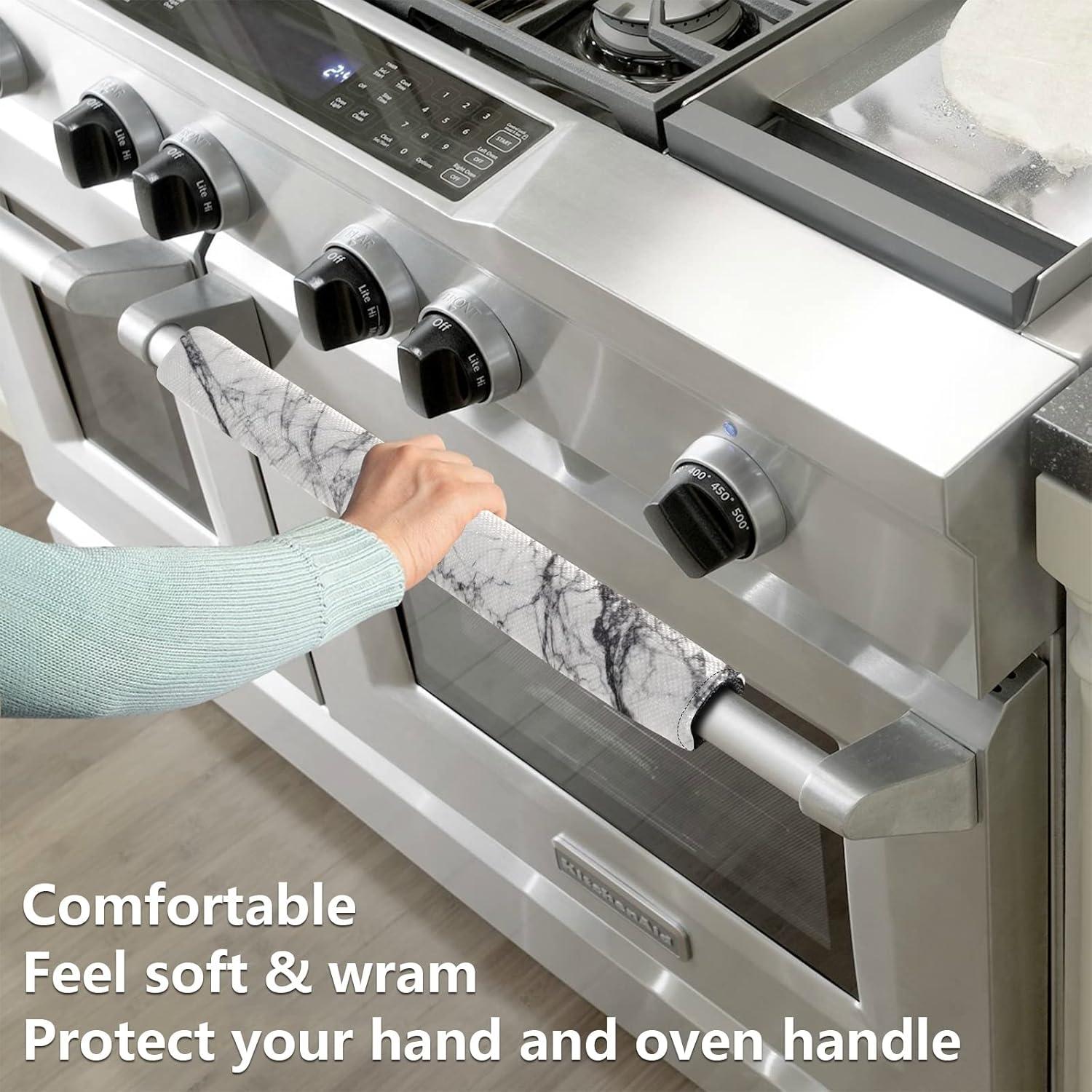 Conjunto de 2 fundas para manijas de refrigerador AUUXVA mármol