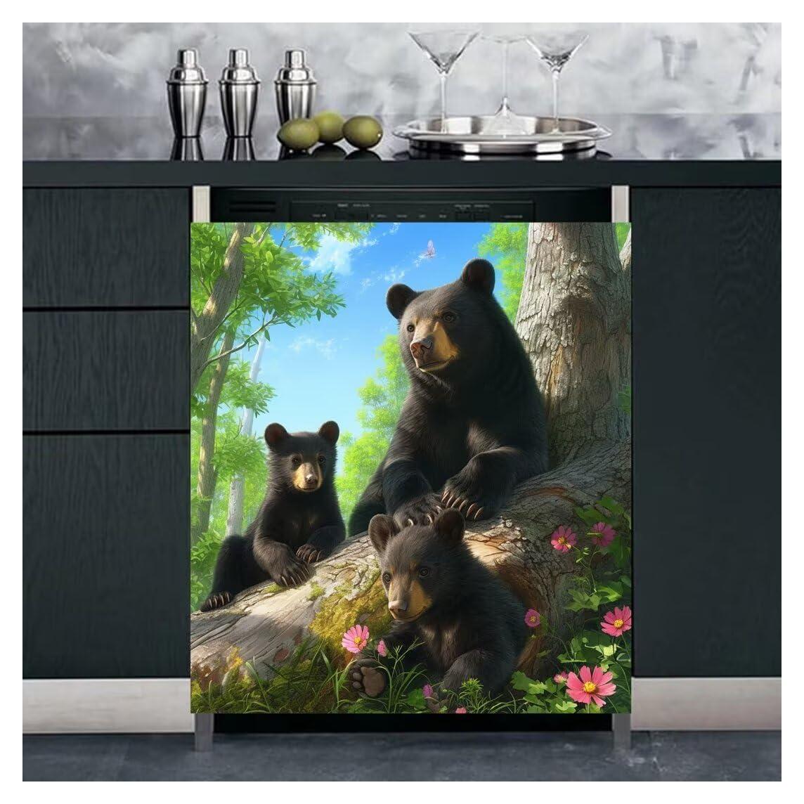 Cubierta Magnética para Lavavajillas MLGB Osos Negros 58.5x66 cm