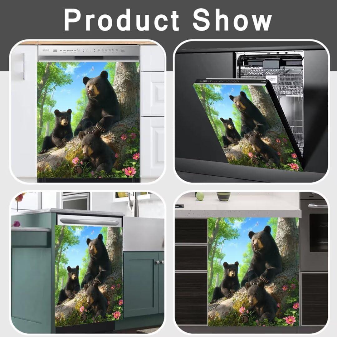 Cubierta Magnética para Lavavajillas MLGB Osos Negros 58.5x66 cm