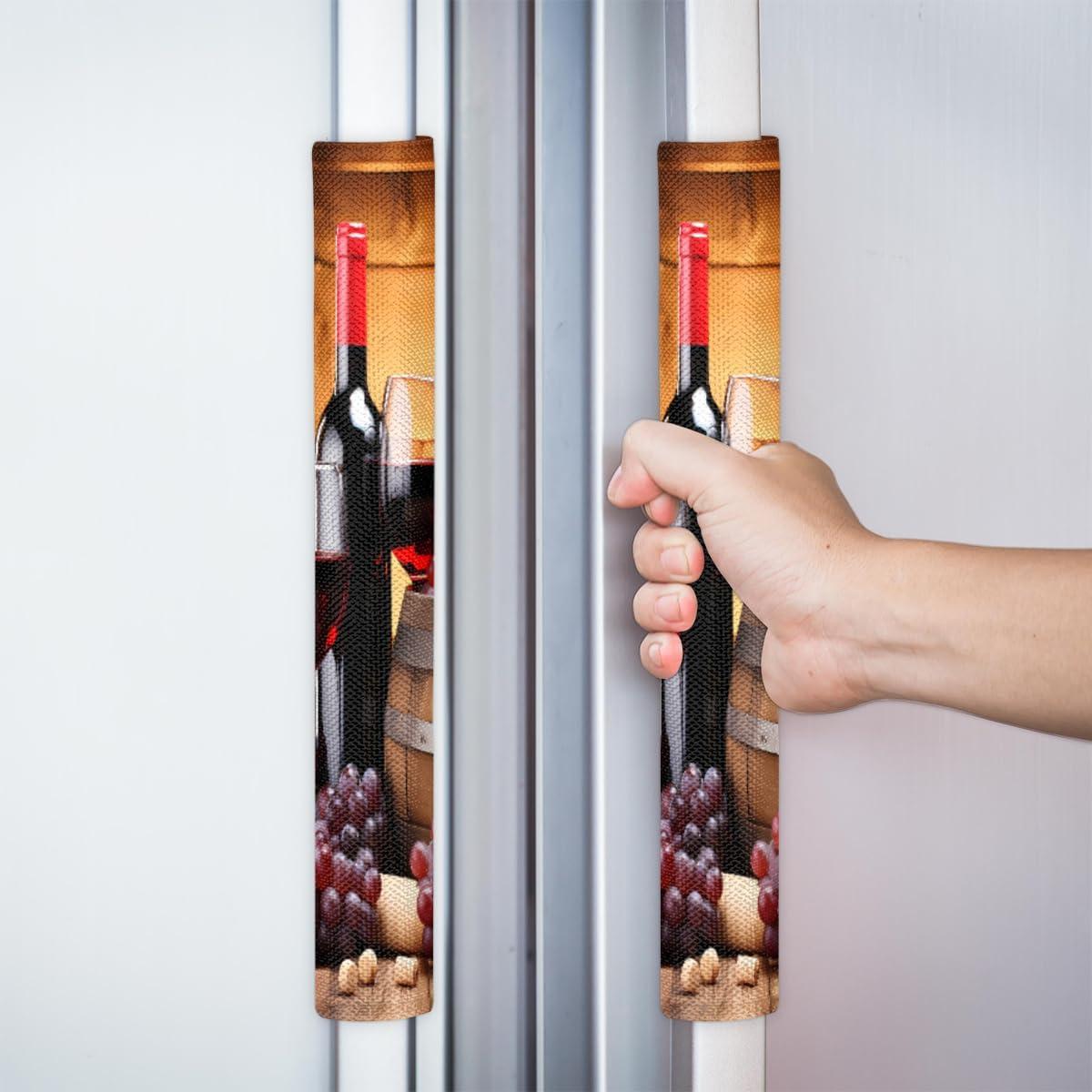 Cubiertas de Mango de Refrigerador DXTKWL 2 Piezas Vino Tinto