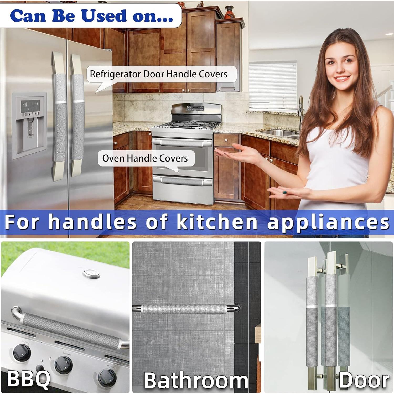 Cubiertas de Manijas de Refrigerador Miracle.M, Juego de 4, Gris