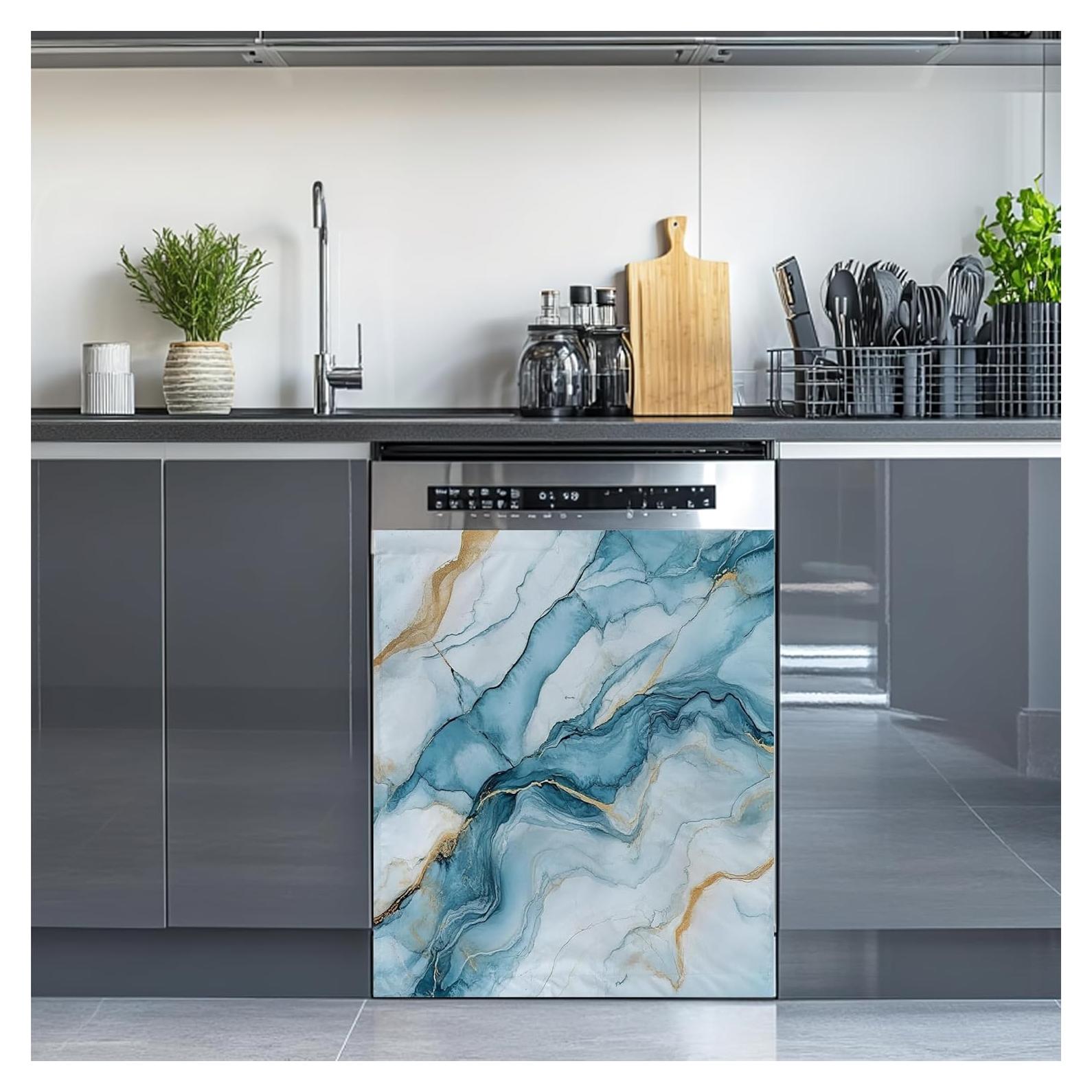 Cubierta Magnética WATMEBIS para Lavavajillas 58.4x66 cm Mármol Azul Dorado