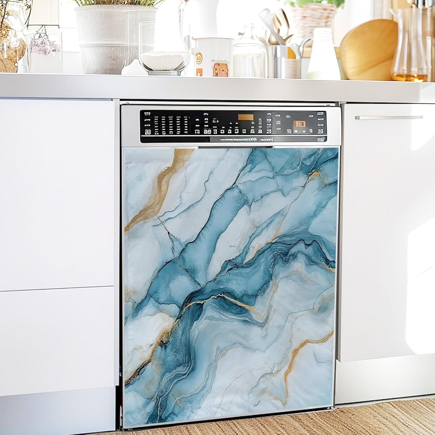 Cubierta Magnética WATMEBIS para Lavavajillas 58.4x66 cm Mármol Azul Dorado