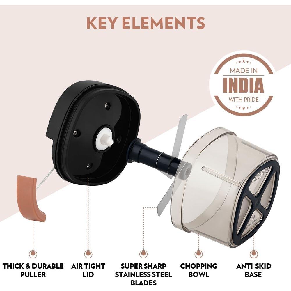 Cortador Manual Borosil EazyPull 600 ml con 3 Cuchillas