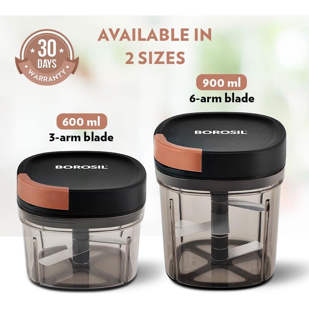 Cortador Manual Borosil EazyPull 600 ml con 3 Cuchillas