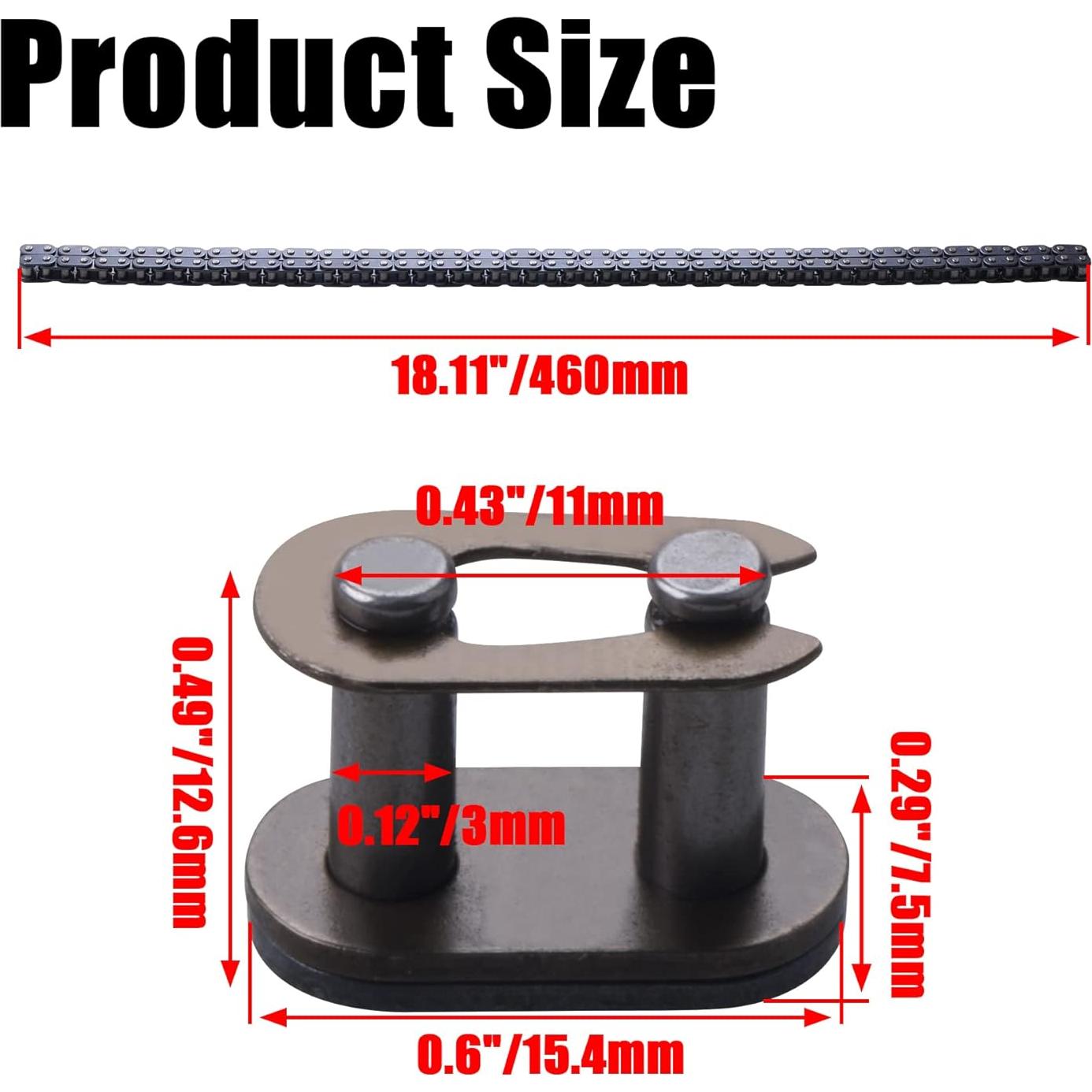 Cadena de transmisión T8F 116 eslabones + rompedor para motos