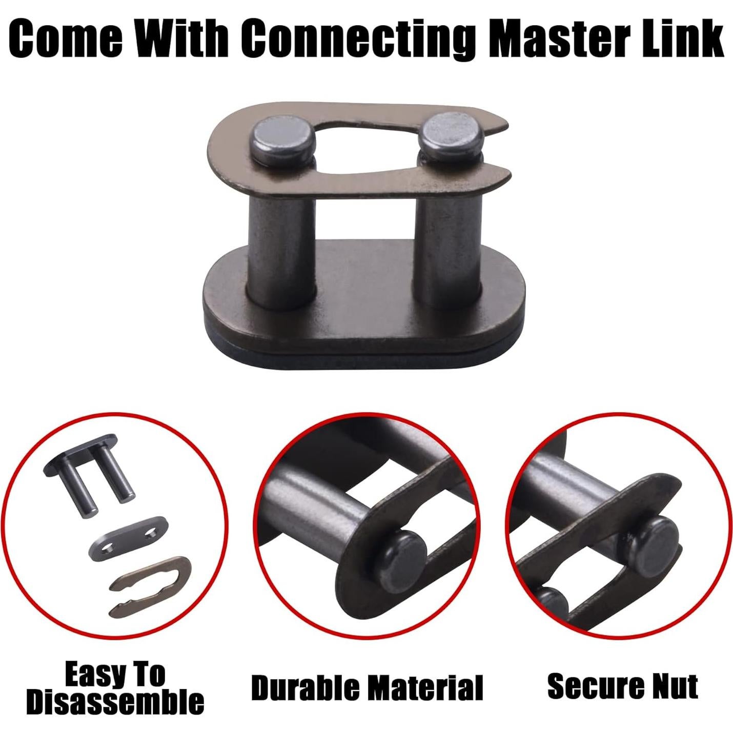 Cadena de transmisión T8F 116 eslabones + rompedor para motos