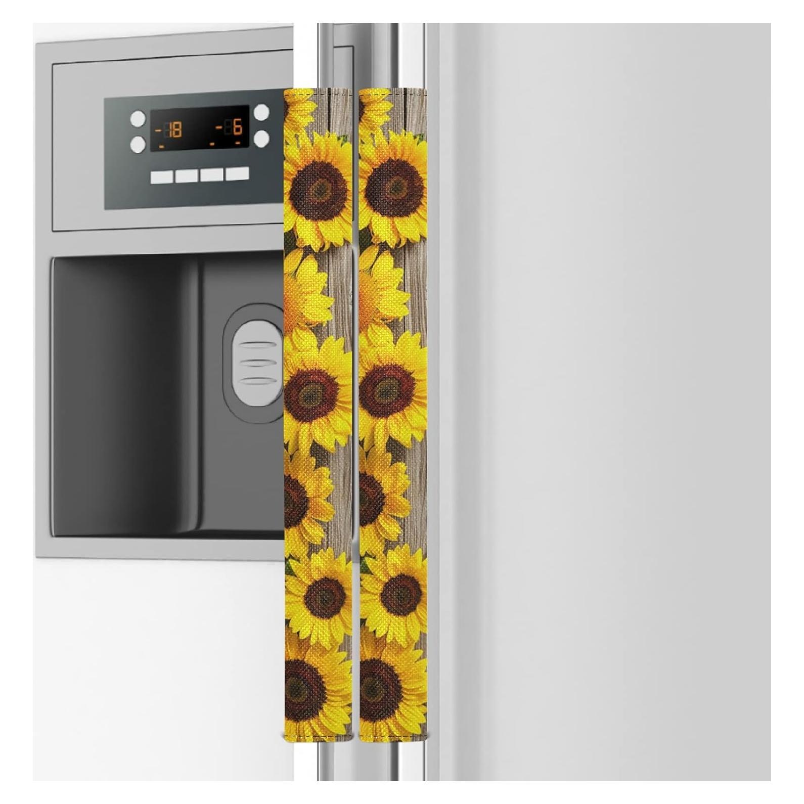Cubiertas de Mango de Refrigerador Emelivor Set de 2 Girasol