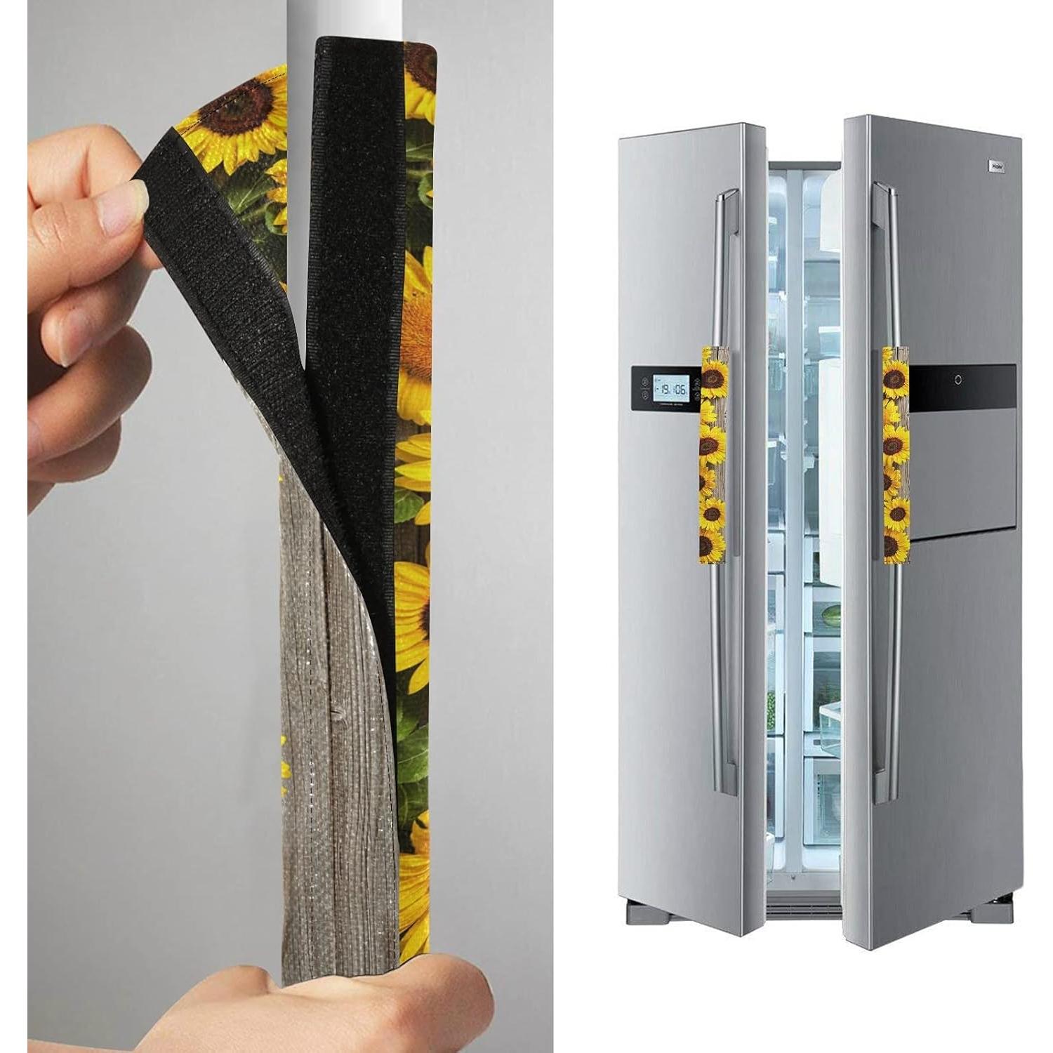 Cubiertas de Mango de Refrigerador Emelivor Set de 2 Girasol
