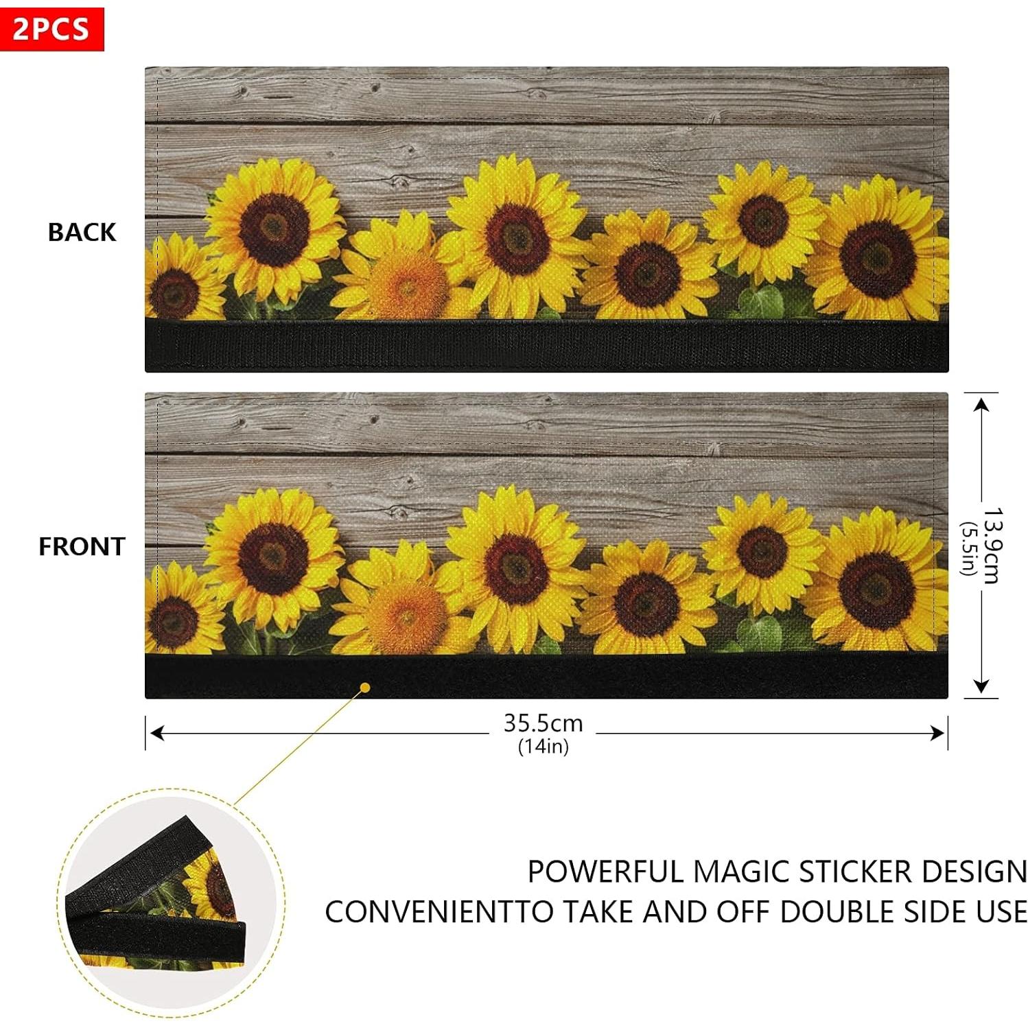 Cubiertas de Mango de Refrigerador Emelivor Set de 2 Girasol